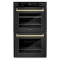 ZLINE - 30 in. Autograph Double Wall Oven w/ Air Fry in Black Stainless & Bronze Handles - Black stainless steel