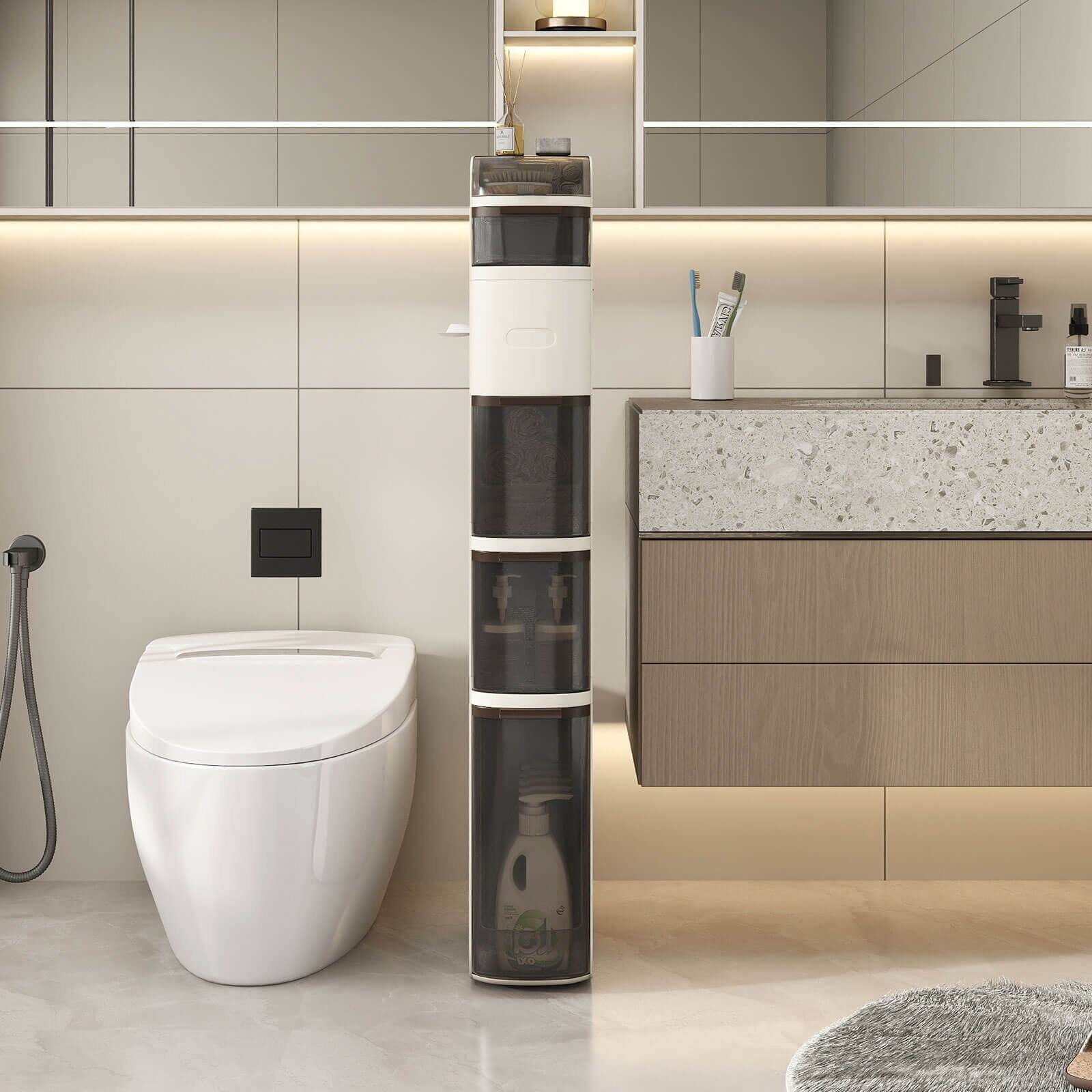 Alt View 1. Costway - Costway 6-Tier Narrow Bathroom Storage Cabinet with Drawers Tissue Box Wheels for Kitchen - White.