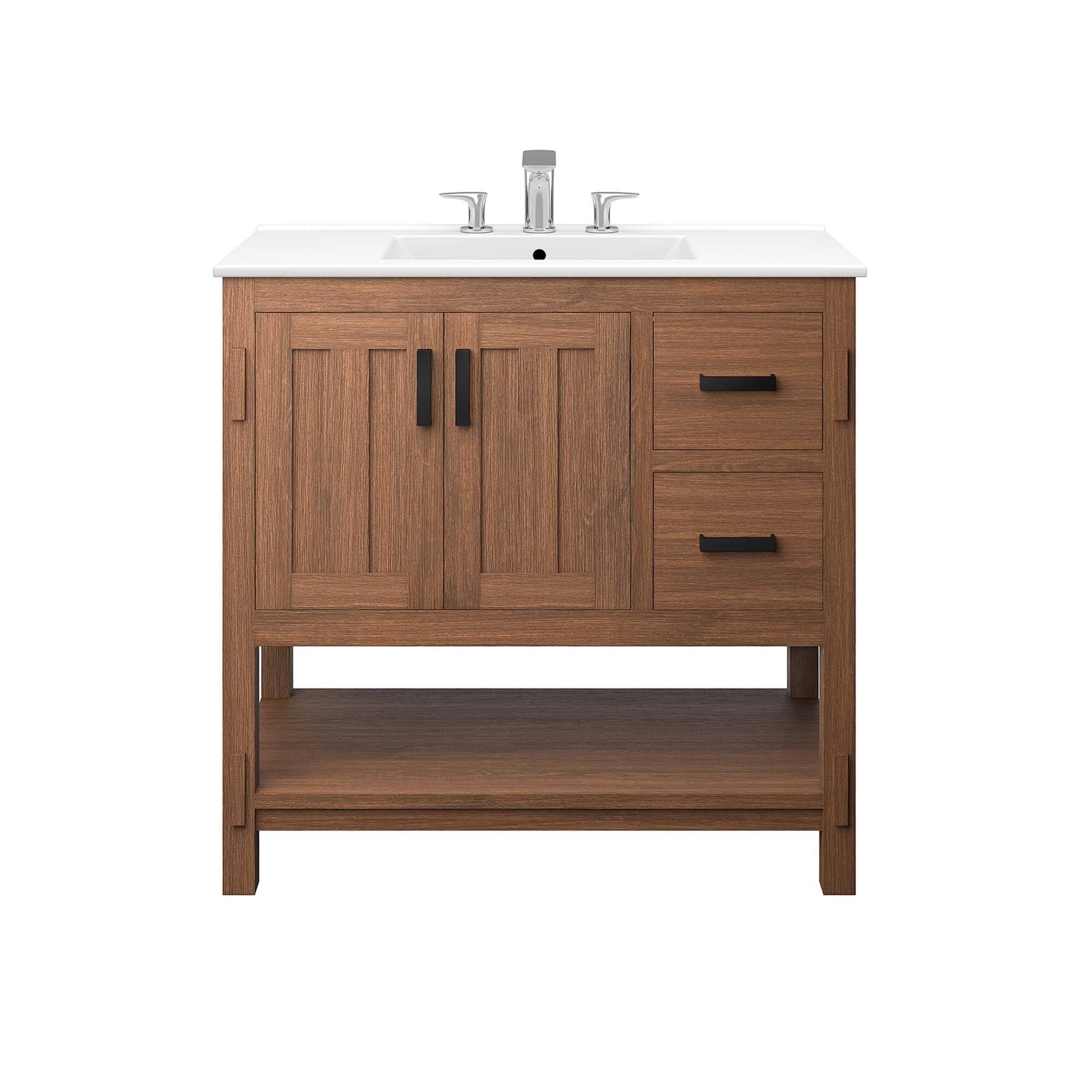 Alt View 4. Modway - Ashlyn Bathroom Vanity Basin Included by Modway - Walnut White.