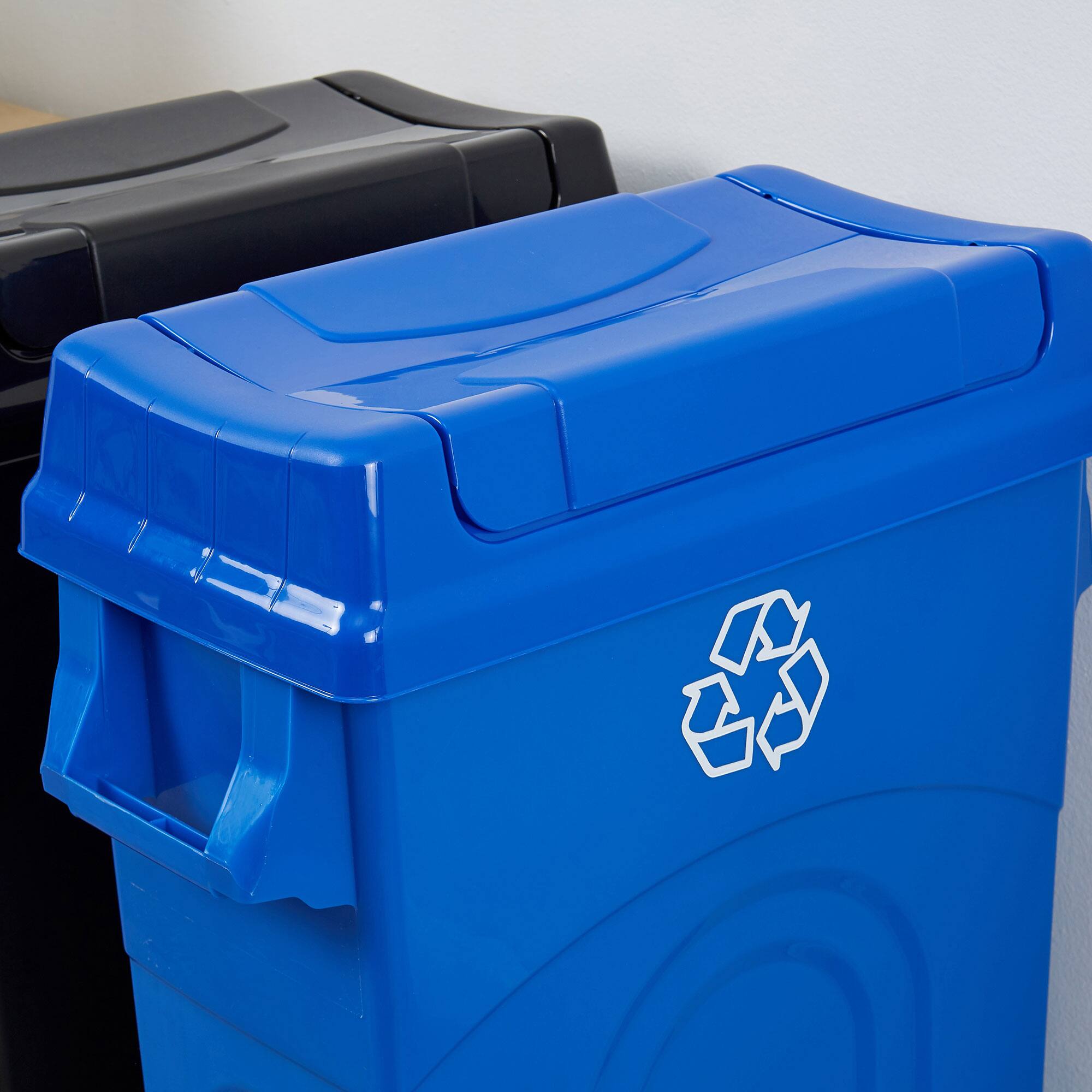 Alt View 4. United Solutions - United Solutions 23 Gallon Highboy Kitchen Recycling Bin with Swing Lid, Blue - Recycle Blue.