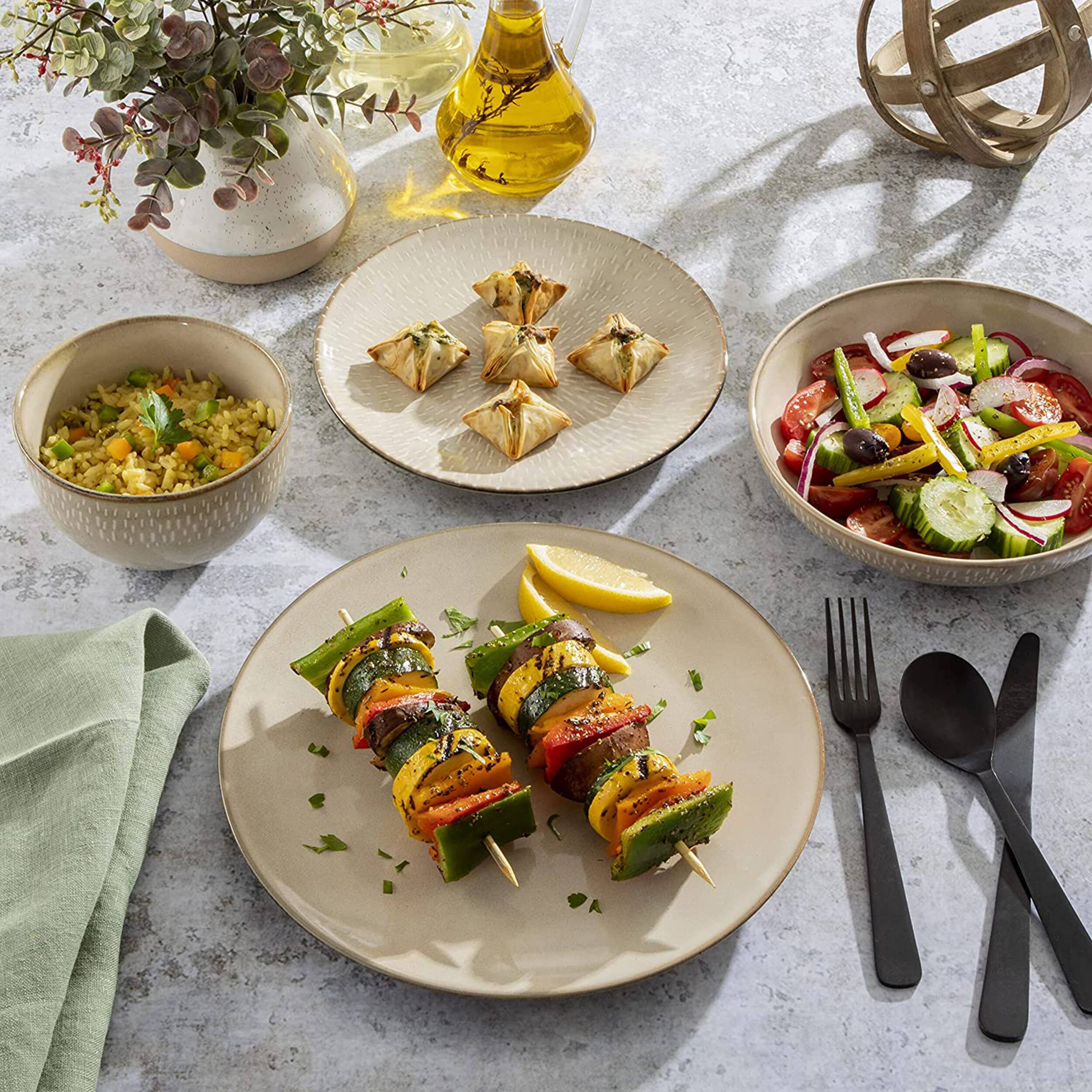 Alt View 4. Gibson - Gibson Elite Matisse 16 Piece Stoneware Dinnerware Set in Cream with Reactive Glaze - Beige.