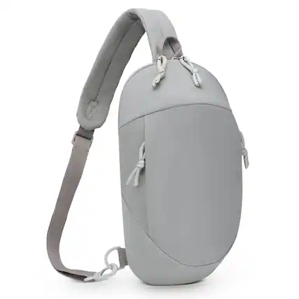 Front. Unique Bargains - Small Sling Bag with RFID Blocking Mini Fanny Pack Convertible Crossbody Anti Theft Chest Bag for Travel Hiking - Grey.