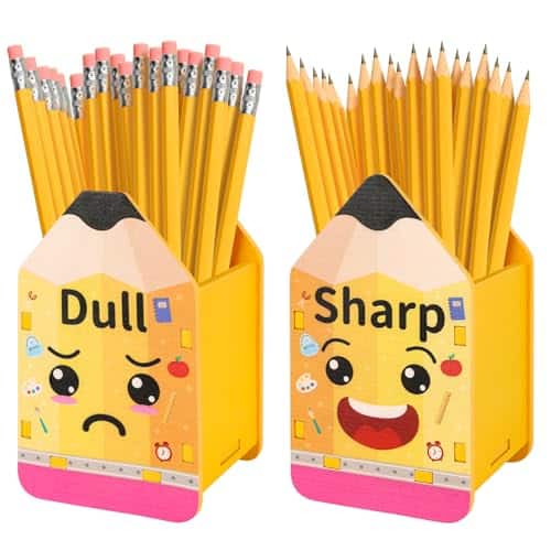 Vulpecula Spade - 2 Pcs Pencil Shaped Pencil Holder Sharp and Dull Pencil Holder Wooden Dispenser Pencil Storage Back to School Teachers