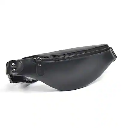 Front. Steel Horse Leather - Sigrid Smooth Black Leather Waist Bag - Black.