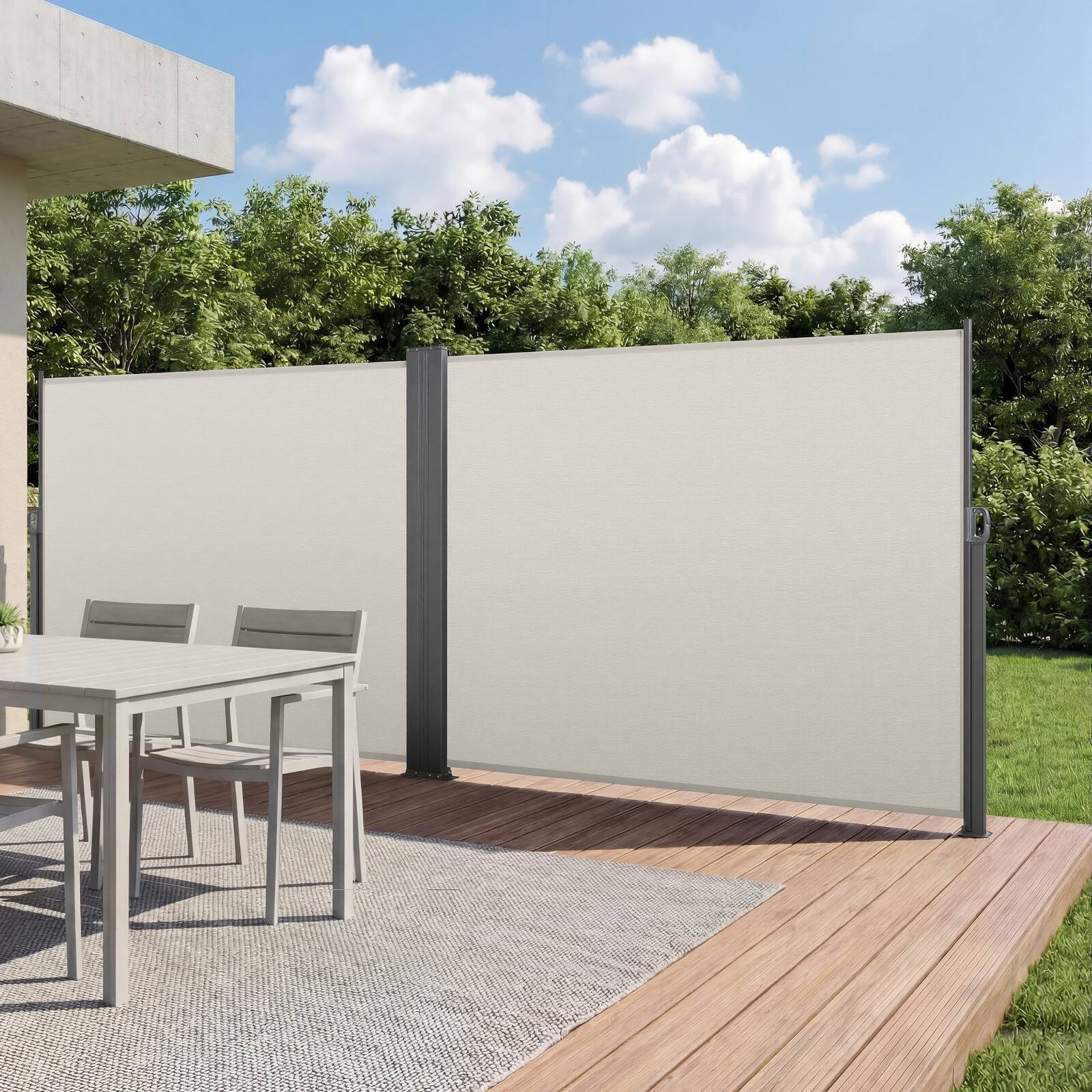 VEVOR - Retractable Side Awning, 71" x 236" Patio Retractable Side Screen with 180 g/m² Polyester Fabric, Waterproof Sunshade - Beige