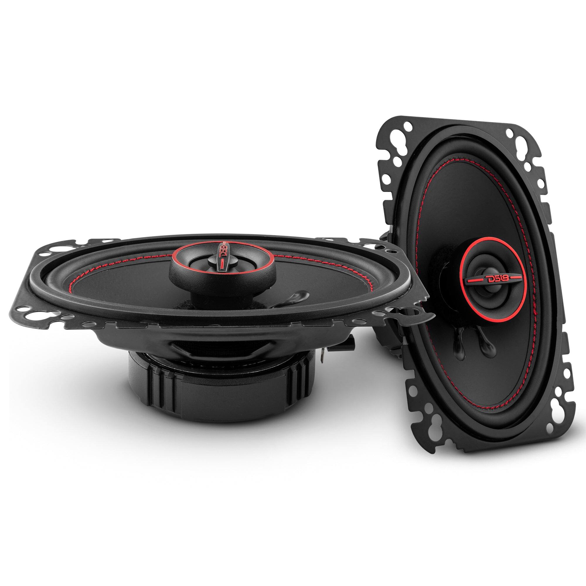 Front. DS18 Audio - GEN-X 4x6" 2-way Coaxial Speaker with Built-in Driver (Pair), 45W RMS 4-Ohm.