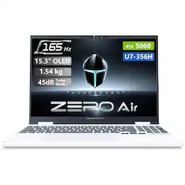 Thunderobot - Upgraded - ZERO Air 15 Gaming Laptop - 64GB RAM 1TB SSD - Intel Core Ultra 7 356H - NVIDIA GeForce RTX 5060 - RGB Backlit KB - White