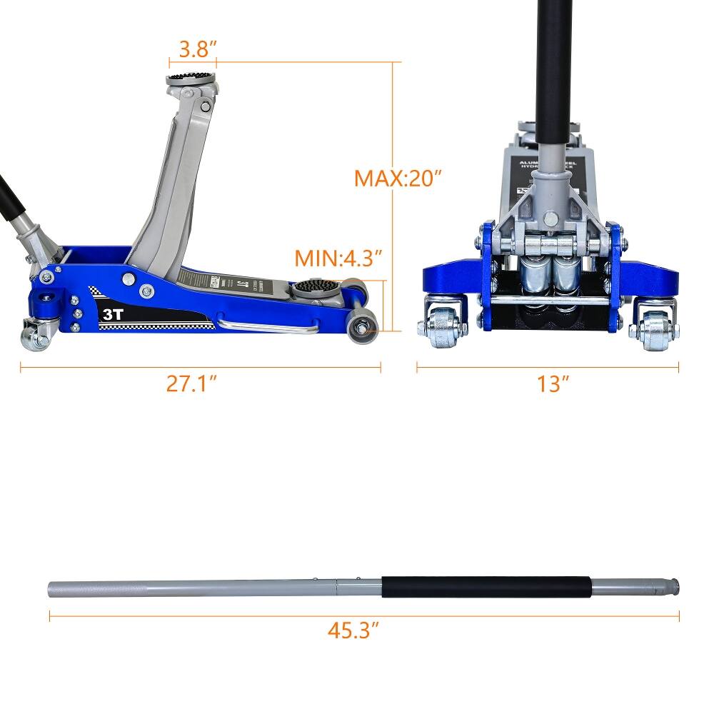 3.8"  
MAX: 20"  
ALUM HYDR K  
EL  
3T  
MIN: 4.3"  
3T  
27.1"  
13"  
45.3"