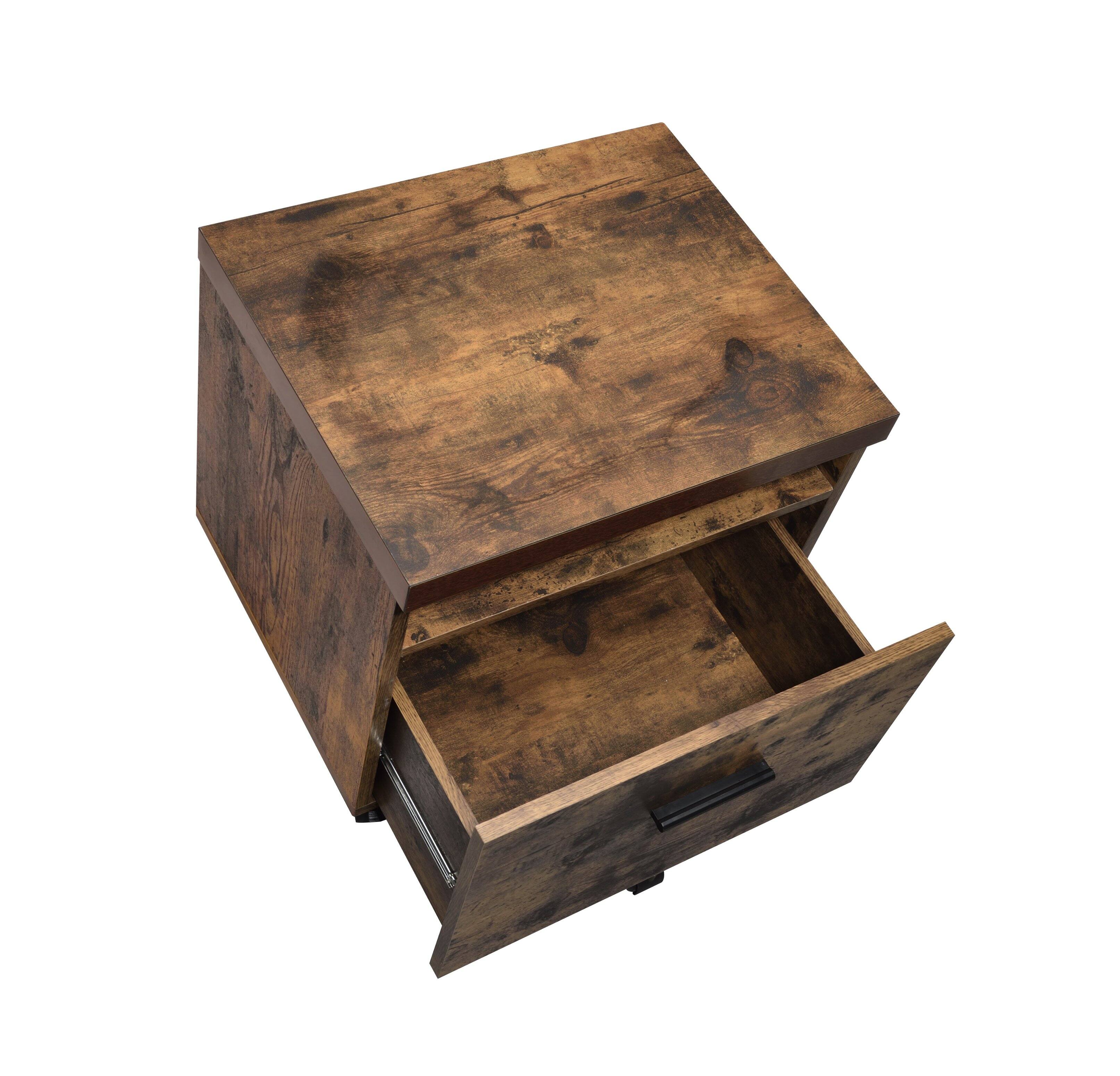 APRILSOUL Rectangular File Cabinet with Weathered Top Black Metal Legs ...