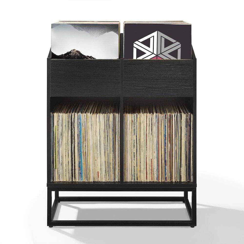 Alt View 1. Crosley Furniture - Enzo Medium Vinyl Record Storage Stand - Black.