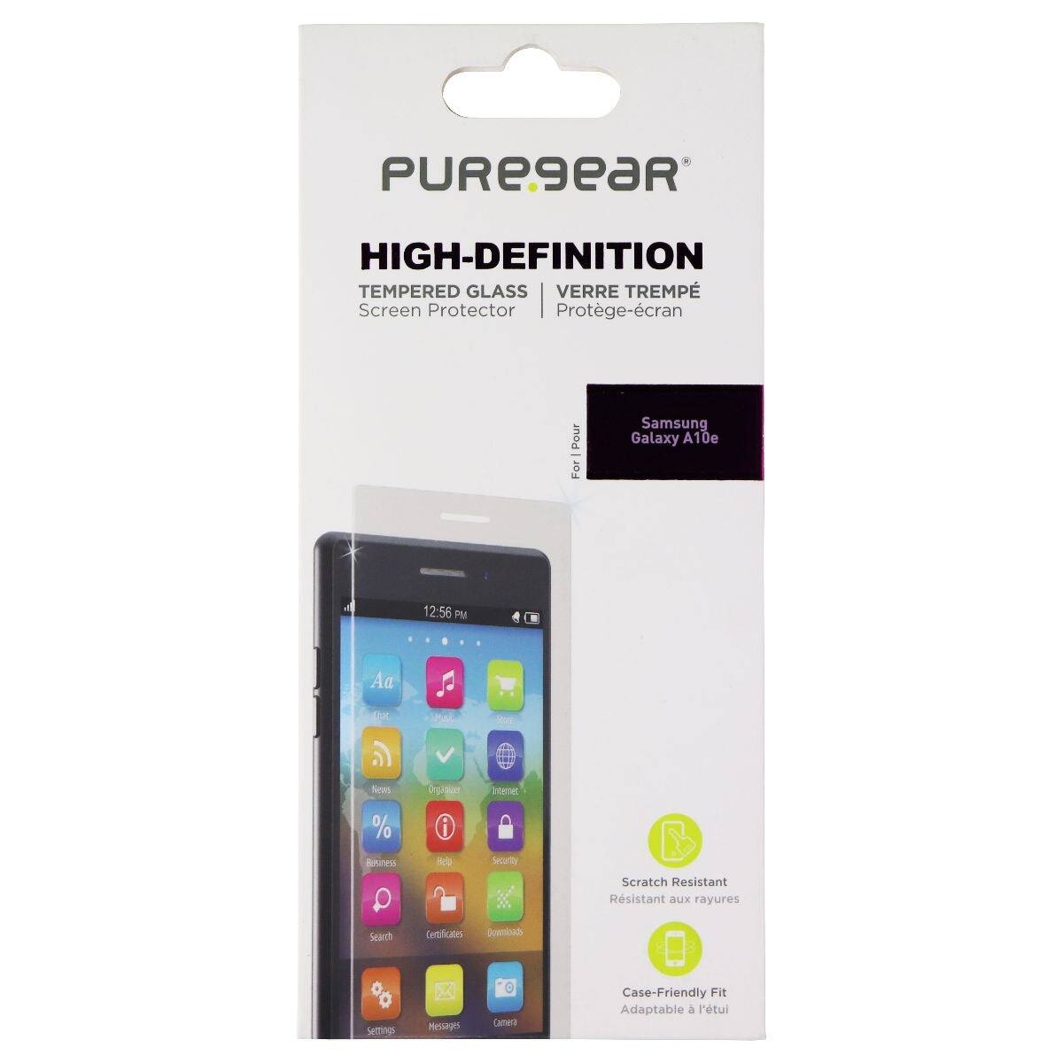 PUREgeaR HIGH-DEFINITION TEMPERED GLASS VERRE TREMPÉ Screen Protector Protège-écran Pour Samsung Galaxy A10e

12:56 PM

Aa

Lt

Al

Sews

DB

White

%

i

B

Ide

Scurt

Scratch Resistant

Resistant aux rayures

Search

Certificates

Downloads

Sett

Hisssage

Camera

Case-Friendly Fit

Adaptable