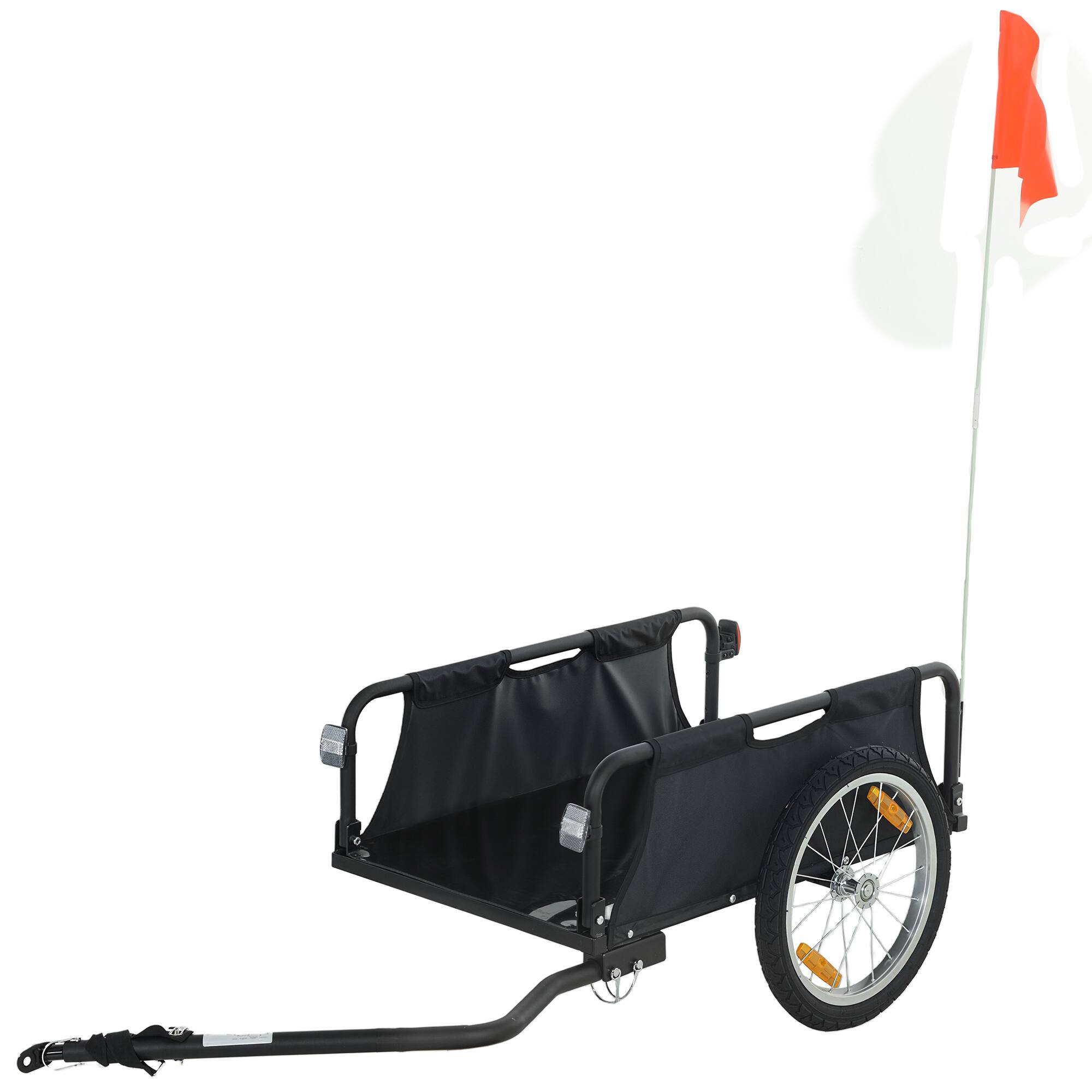 Front. Soozier - Cargo Trailer, Bicycle Trailer Wagon Cart with Quick Release 16" Pneumatic Wheels, Aluminum Rims - Black.