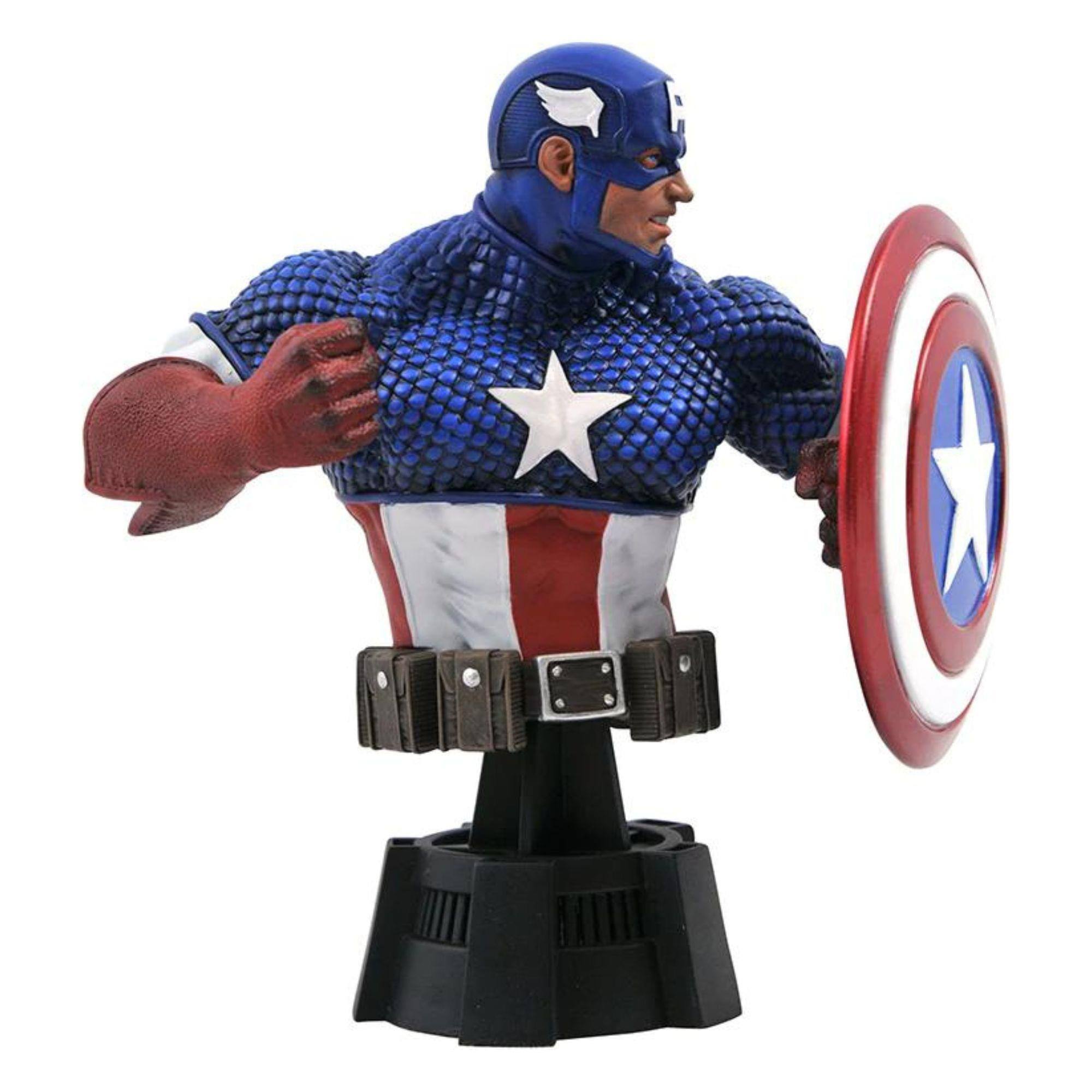 Front. Marvel - Marvel Captain America 6 Inch Resin Bust - Blue.
