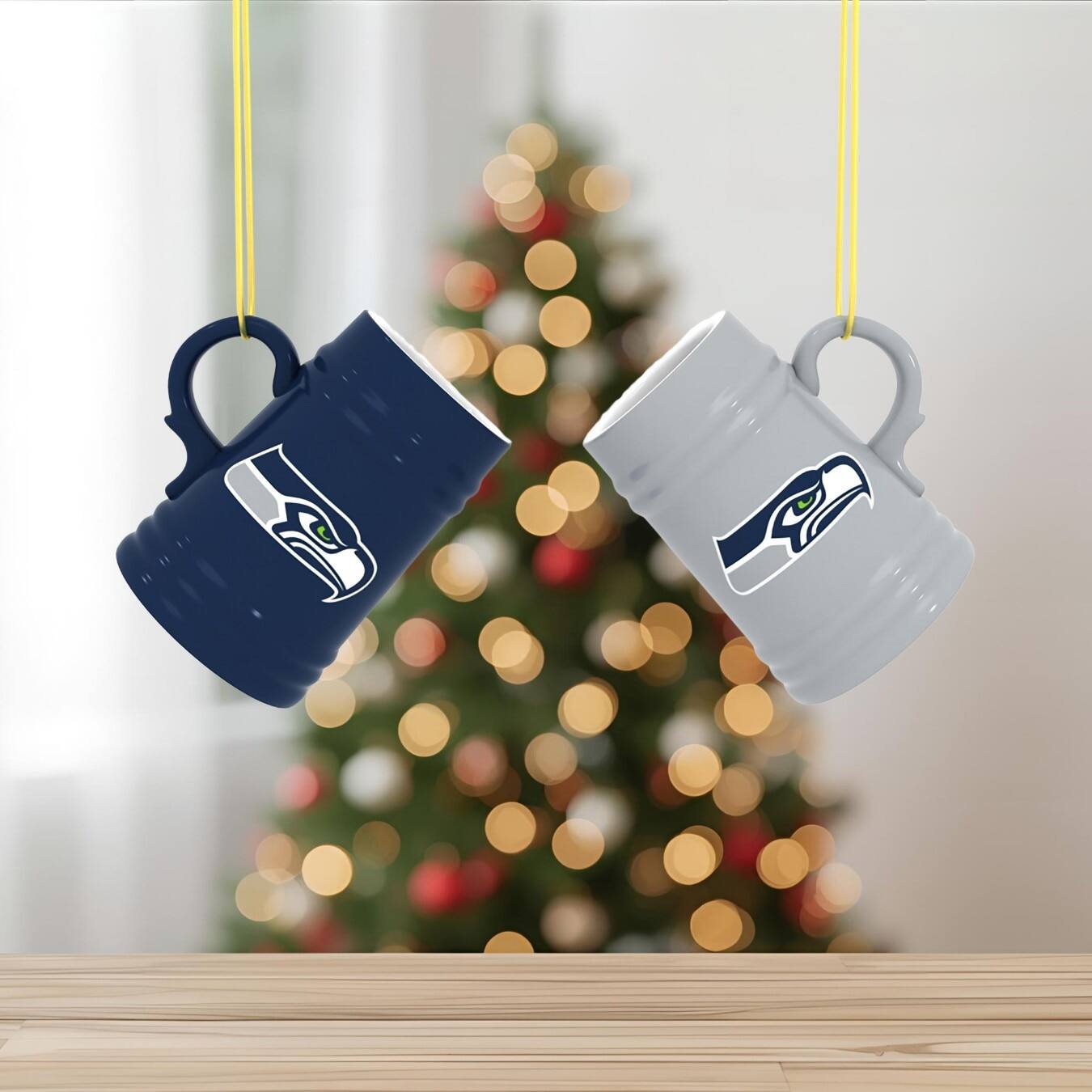Alt View 1. Evergreen Enterprises - Seattle Seahawks Two-Pack 3" Mini Stein Ornament Set - Multicolor.