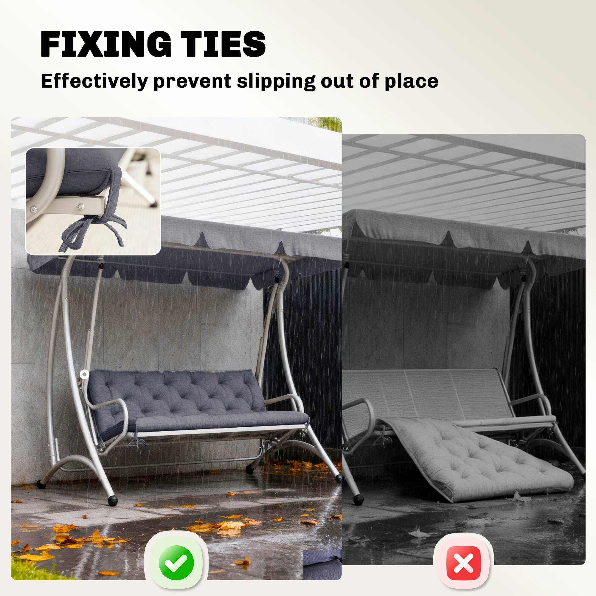 FIXING TIES  
Effectively prevent slipping out of place