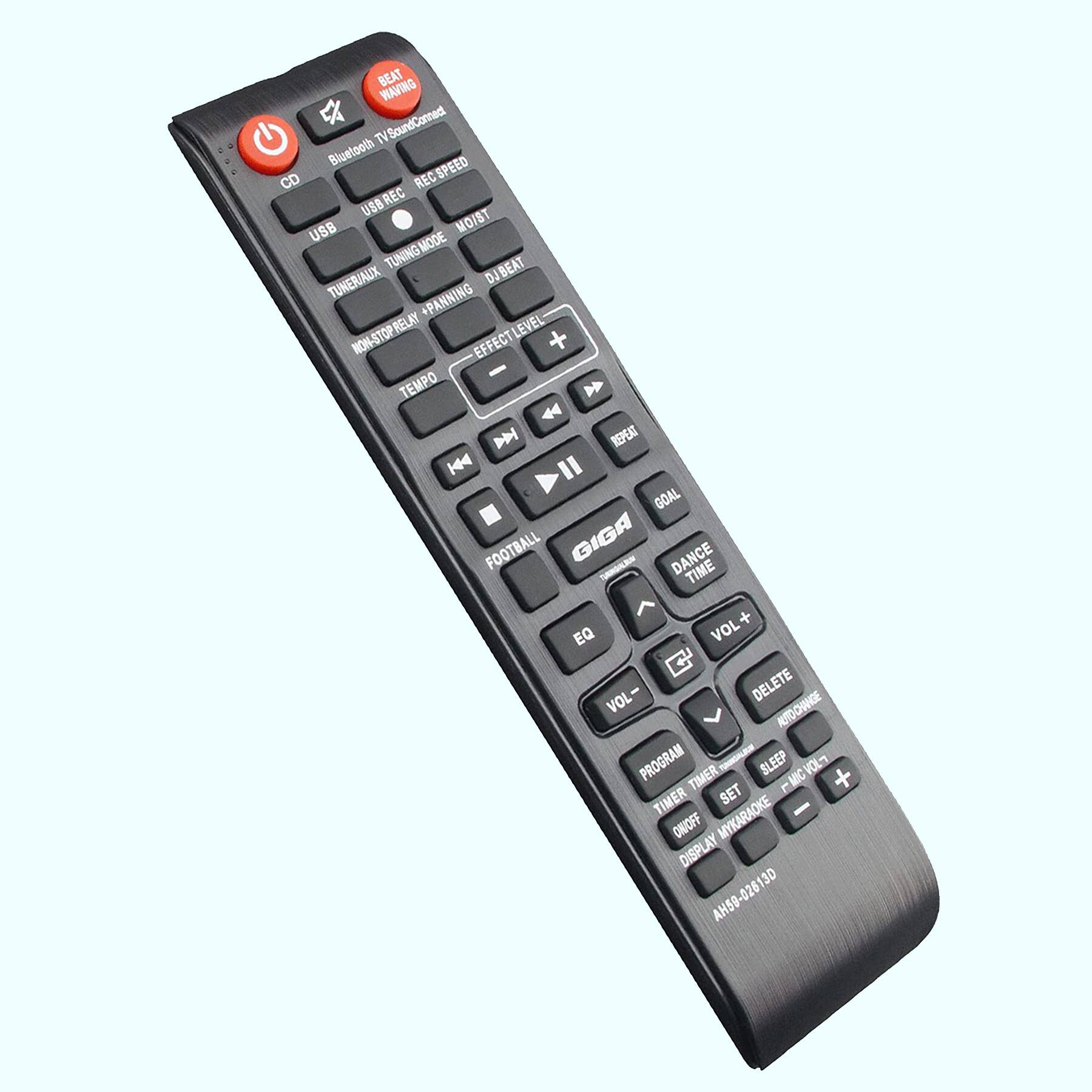 - BEAT WAVING
- TV SoundConnect
- Bluetooth
- USB REC
- REC SPEED
- USB
- USB
- MOIST
- MODE
- TUNING
- DJ BEAT
- TUNER AUX
- *PANNING
- NON-STOP RELAY
- EFFECT LEVEL
- LEVEL
- TEMPO
- 44
- REPEAT
- GOAL
- FOOTBALL
- GIGA
- DANCE
- TIME
- EQ
- VOL+
- VOL-
- DELETE
- AUDIO CHANGE
- PROGRAM
- TIMER
- SLEEP
- TIMER SET
- ON/OFF
- MY KARAOKE
- DISPLAY
- 3D
- AH59-02613D