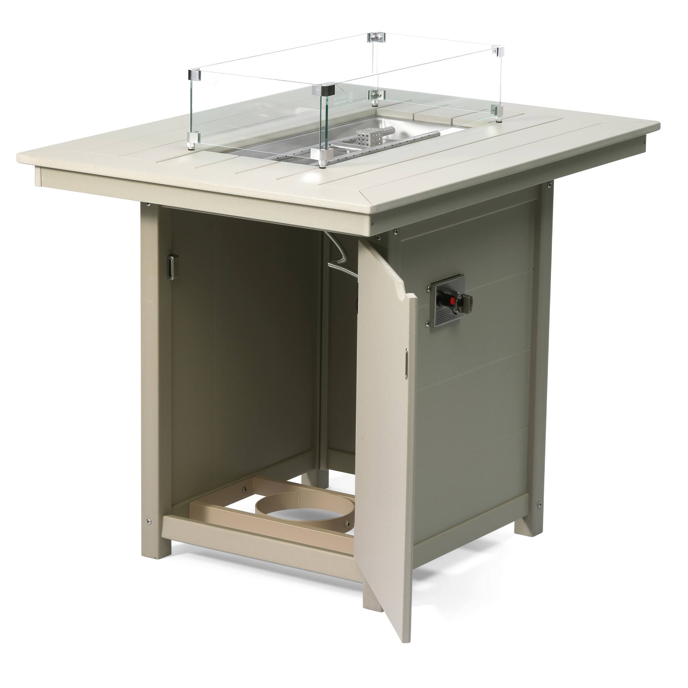 Left. WestinTrends - WestinTrends Helios 46" Modern Outdoor Patio Gas Propane Rectangle Fire Pit Table - Sand.