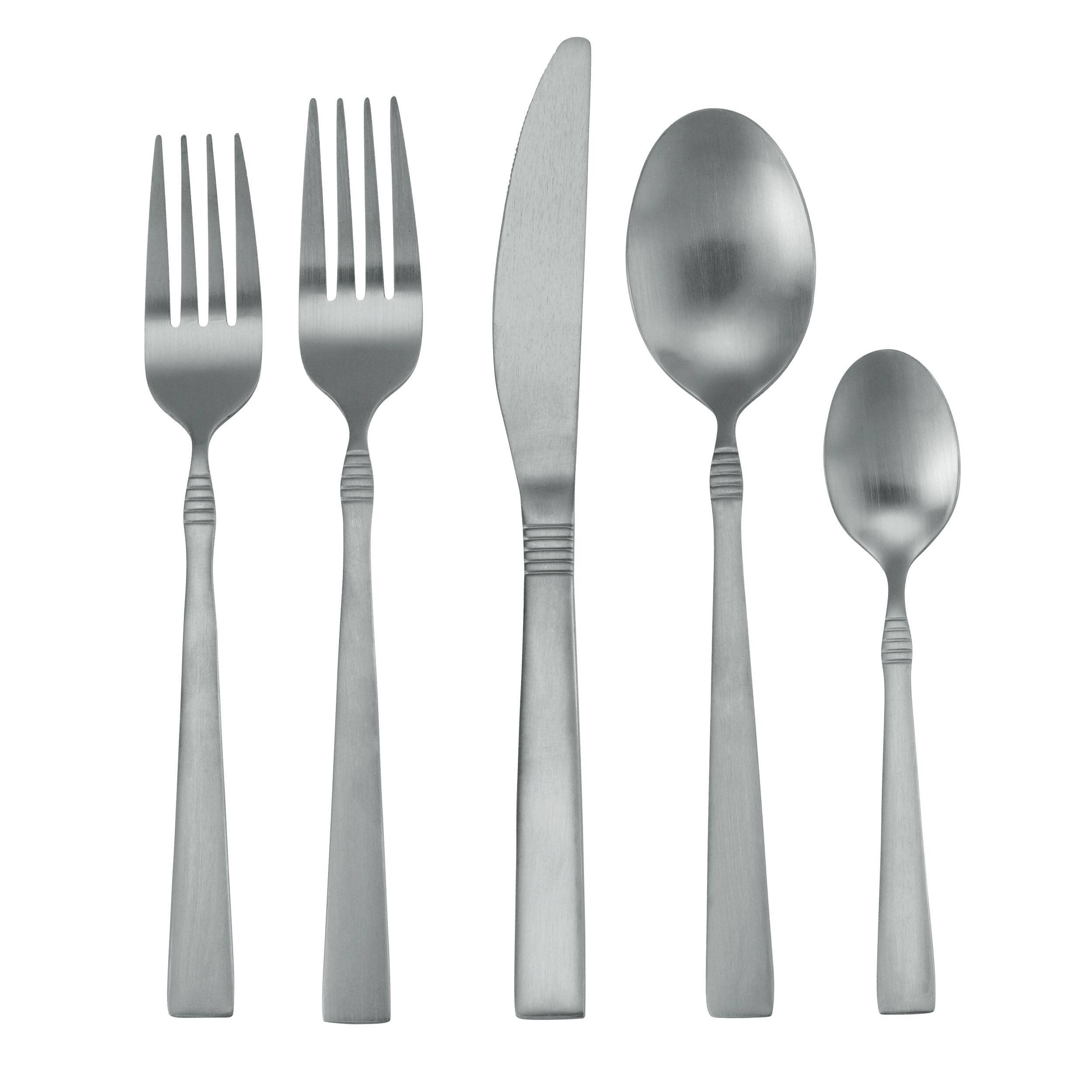 Alt View 6. MegaChef - MegaChef Cravat 20 Piece Flatware Utensil Set, Stainless Steel Silverware Metal Service for 4 in Matte Silver - Silver.