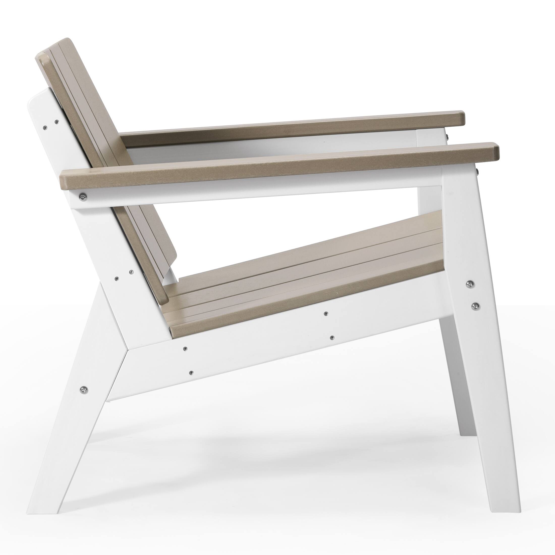 Back. WestinTrends - WestinTrends Pacifica 3-Piece Outdoor HDPE Conversation Set with Deep Seating Chairs and Round Side Table - White/Weathered Wood.