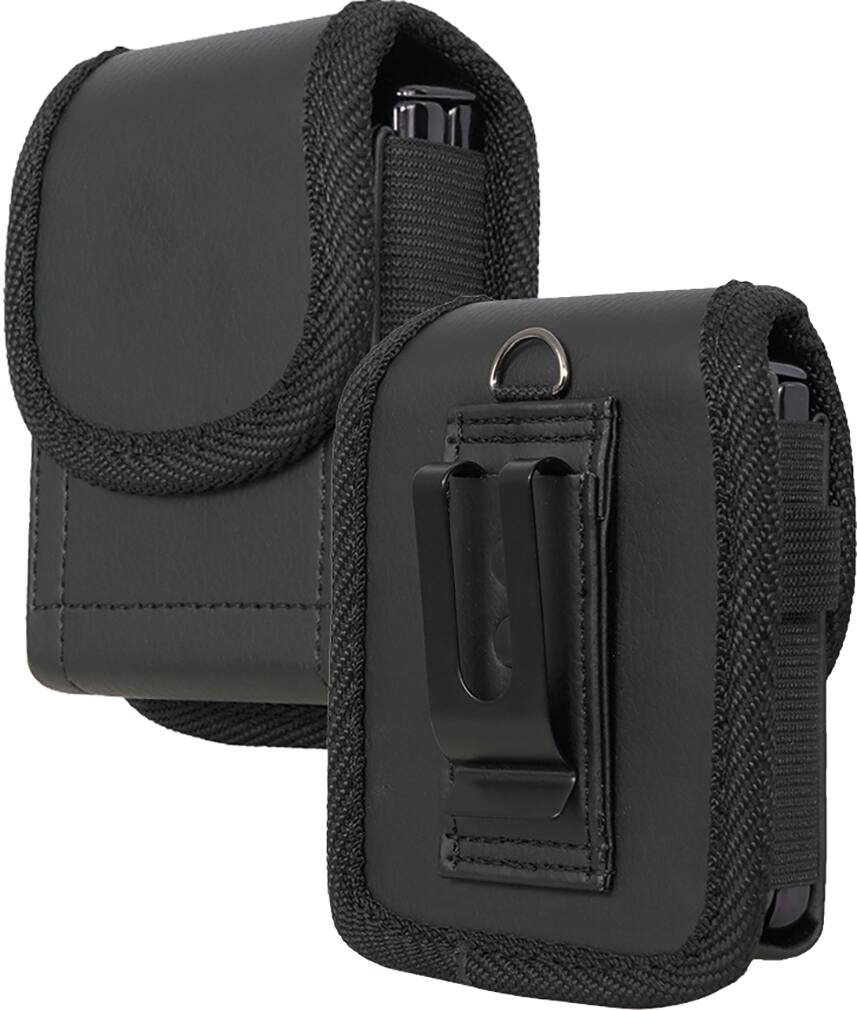 Front. Nakedcellphone - Case-Compatible Pouch for Galaxy Z Flip 7 and Motorola RAZR Series - Metal Clip, Belt Harness, Magnetic - Black.
