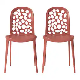 WestinTrends - Playa Outdoor Modern Stackable Patio Dining Chairs (Set of 2) - Red