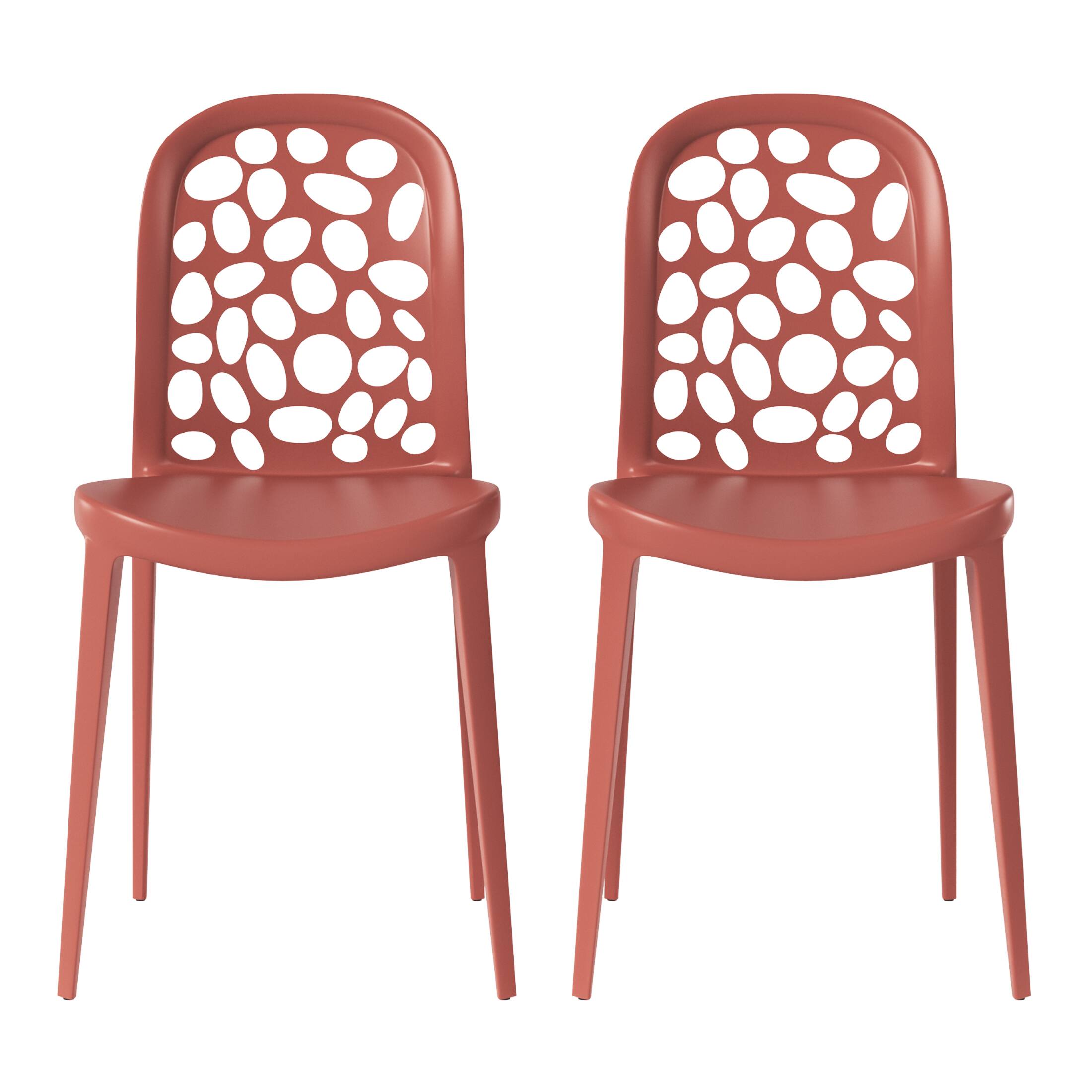 Front. WestinTrends - WestinTrends Playa Outdoor Modern Stackable Patio Dining Chairs (Set of 2) - Red.