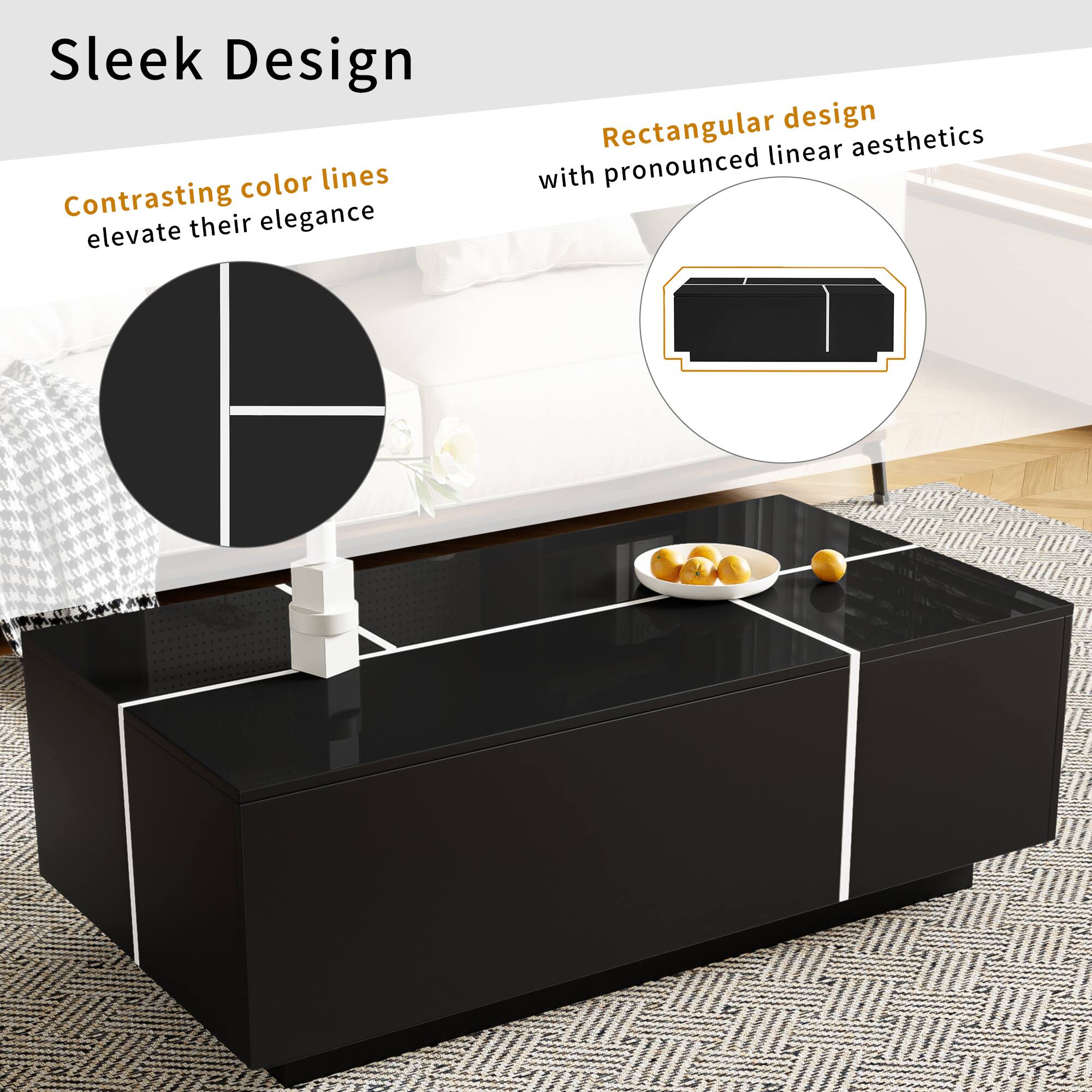 Sleek Design

Contrasting color lines elevate their elegance

Rectangular design with pronounced linear aesthetics