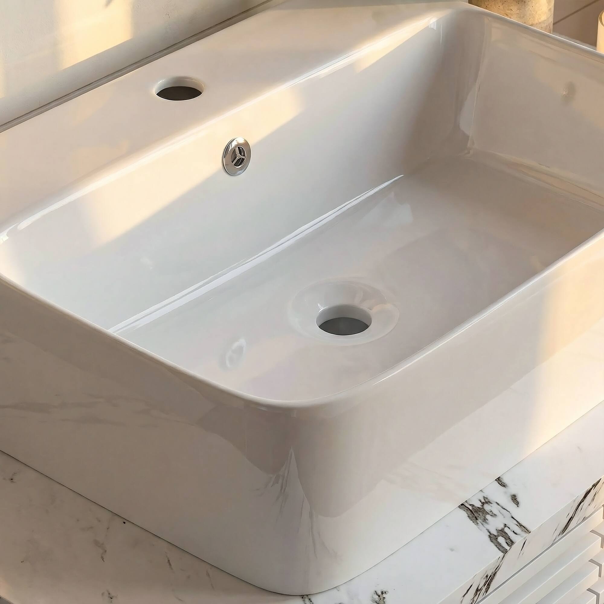 Alt View 8. FUFU & GAGA - Bathroom Vanity with Square Ceramic Vessel Sink – 22.2" Louvre Door Cabinet, Solid Wood Legs for Modern Farmhouse - White.