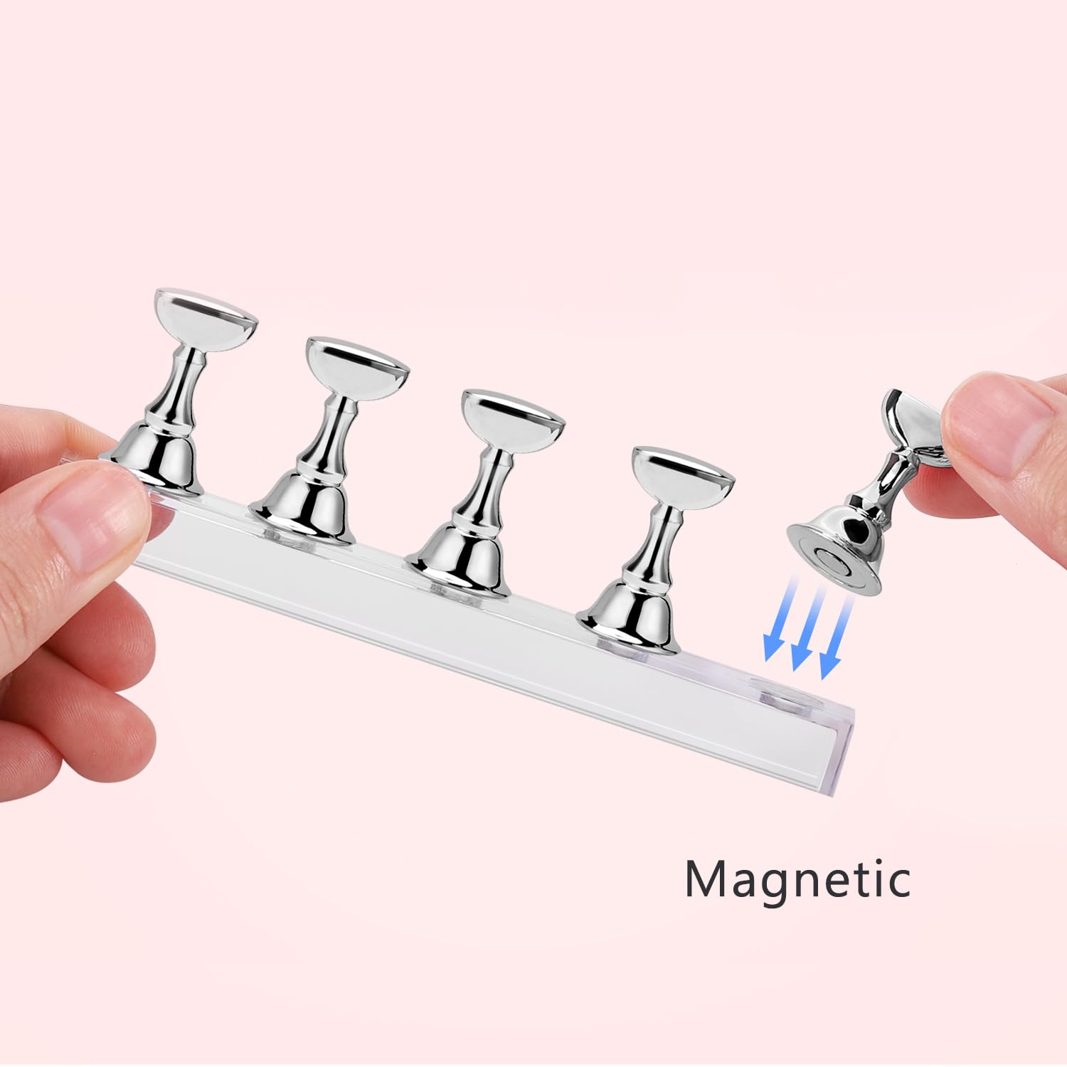 Left. Stylel Star - Stand Art Display Practice Holder Painting Nails Magnetic Stands Double Sided Tape Diy Salon Supplies Silver Package.