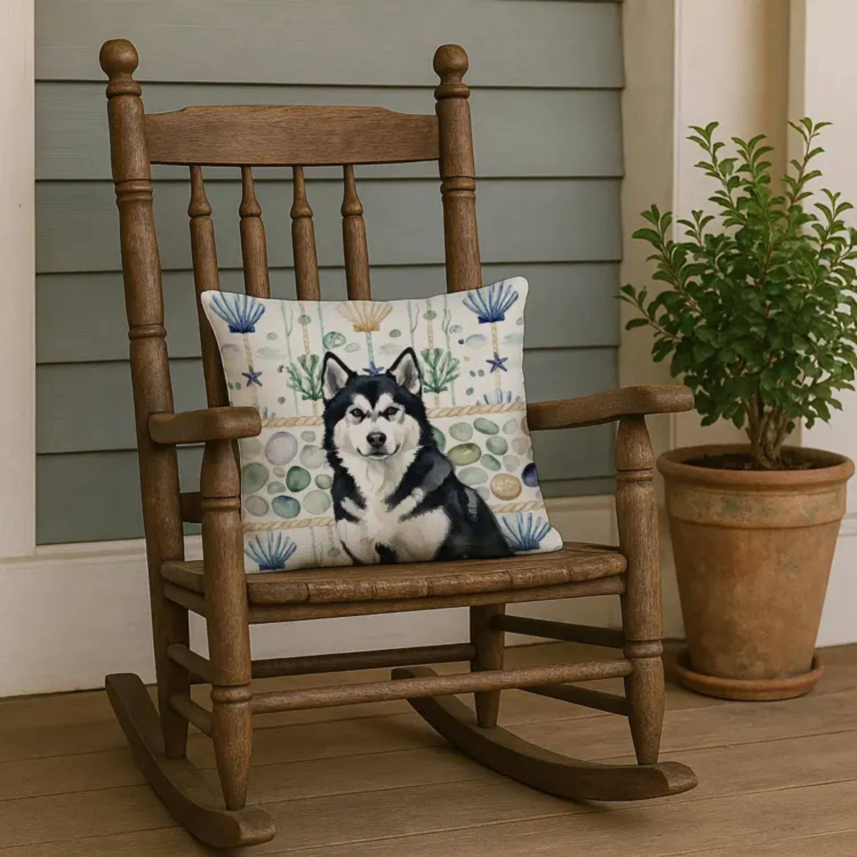 Left. Kitcheniva - 18" x 18" Coastal Sea Design Throw Pillow Home Decor Alaskan Malamute Black And White - Multicolor.