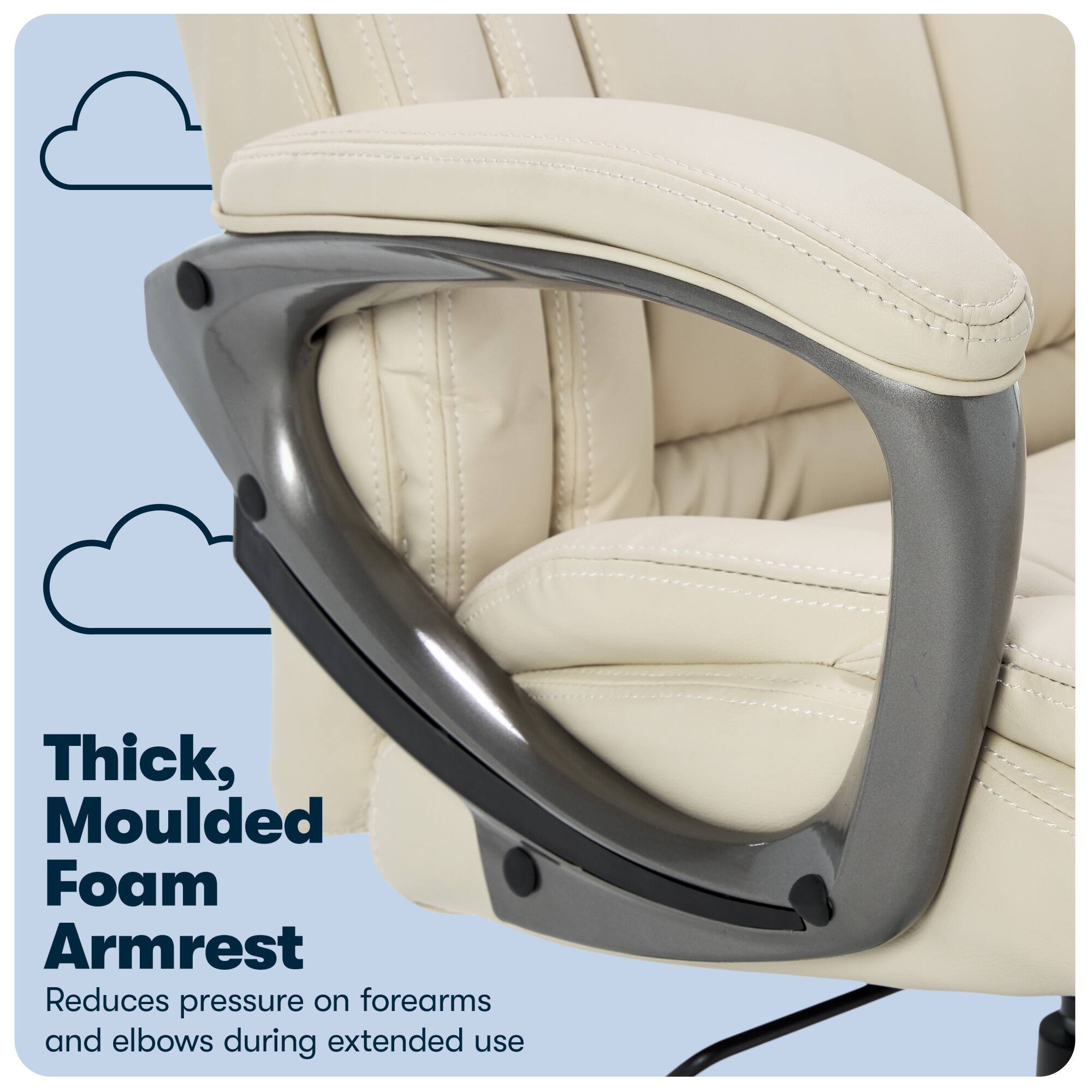 Alt View 14. Serta - Garret Bonded Leather Executive Office Chair with Premium Cushioning - Ivory White.