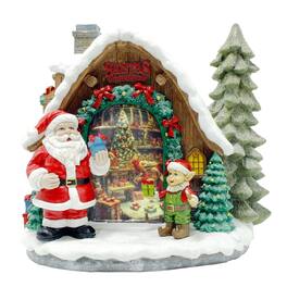 OrnamentallyYou - Santa's Workshop Delight Figurine, 10" Christmas Station with Elves - Multicolored