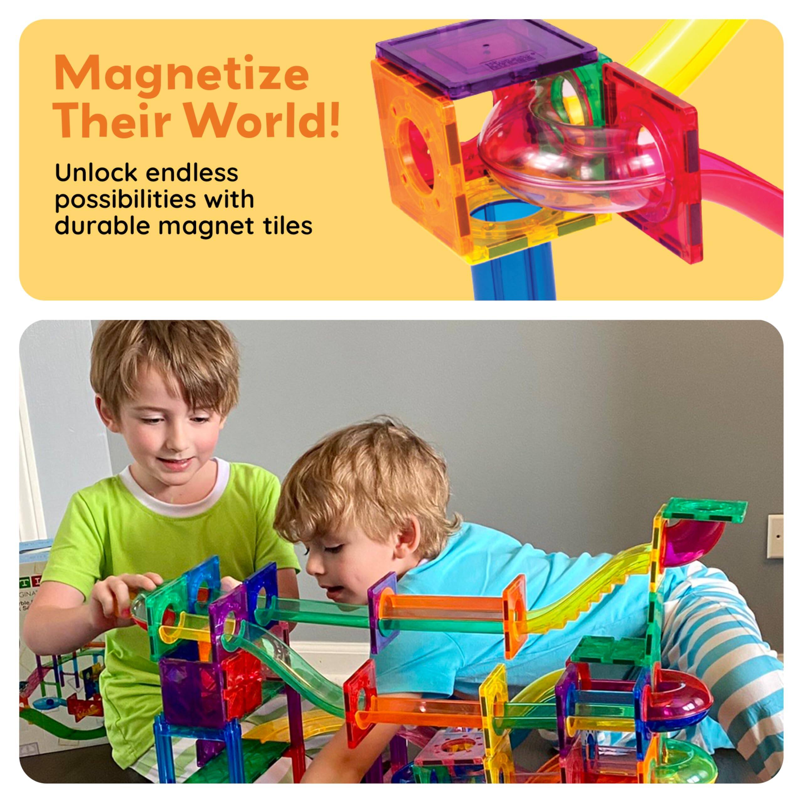 Magnetize Their World!  
Unlock endless possibilities with durable magnet tiles