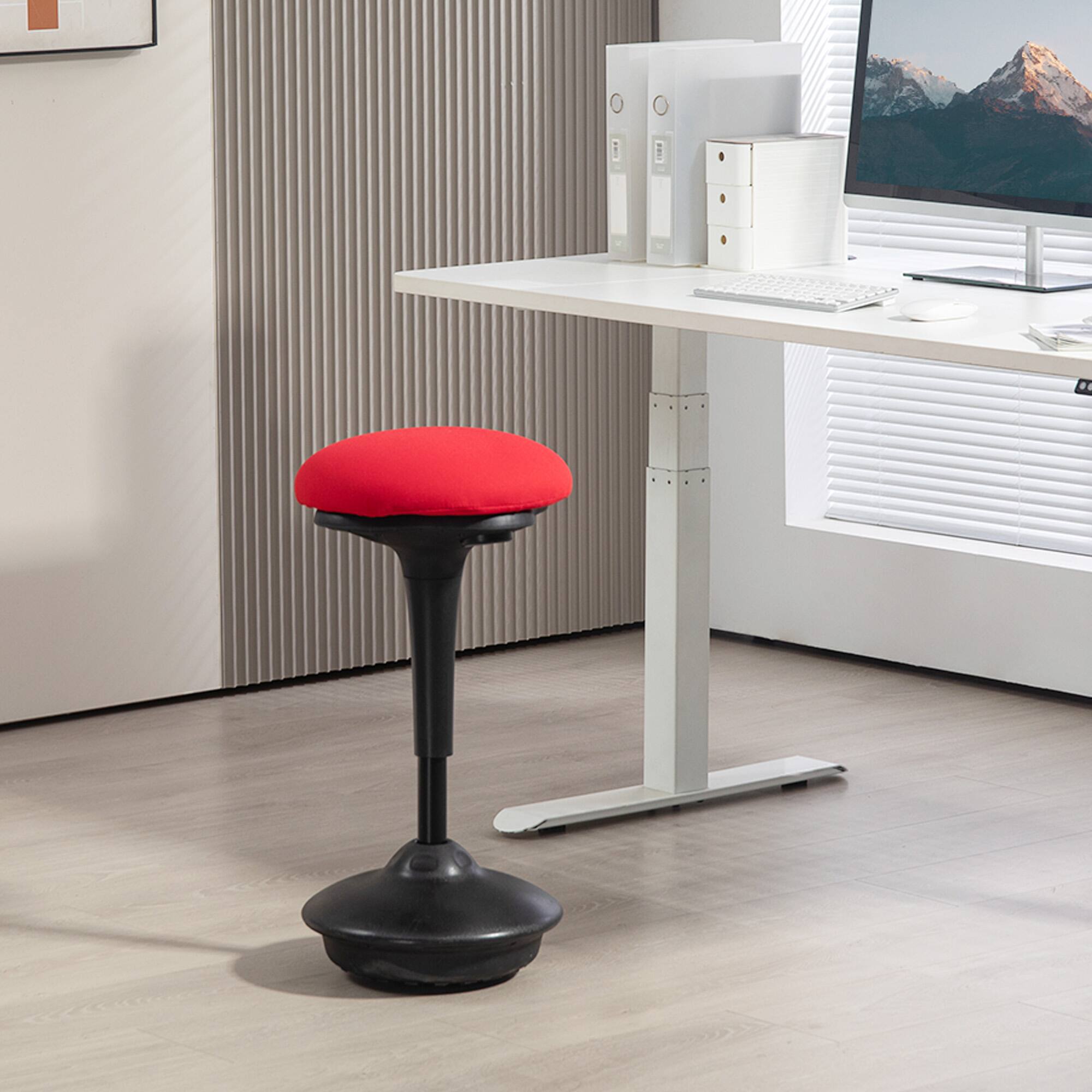 Alt View 1. Homcom - Backless Wobble Stool Chair, Standing Desk Chair, Adjustable Active Ergonomic Learning Stool for Office Desks - Red.