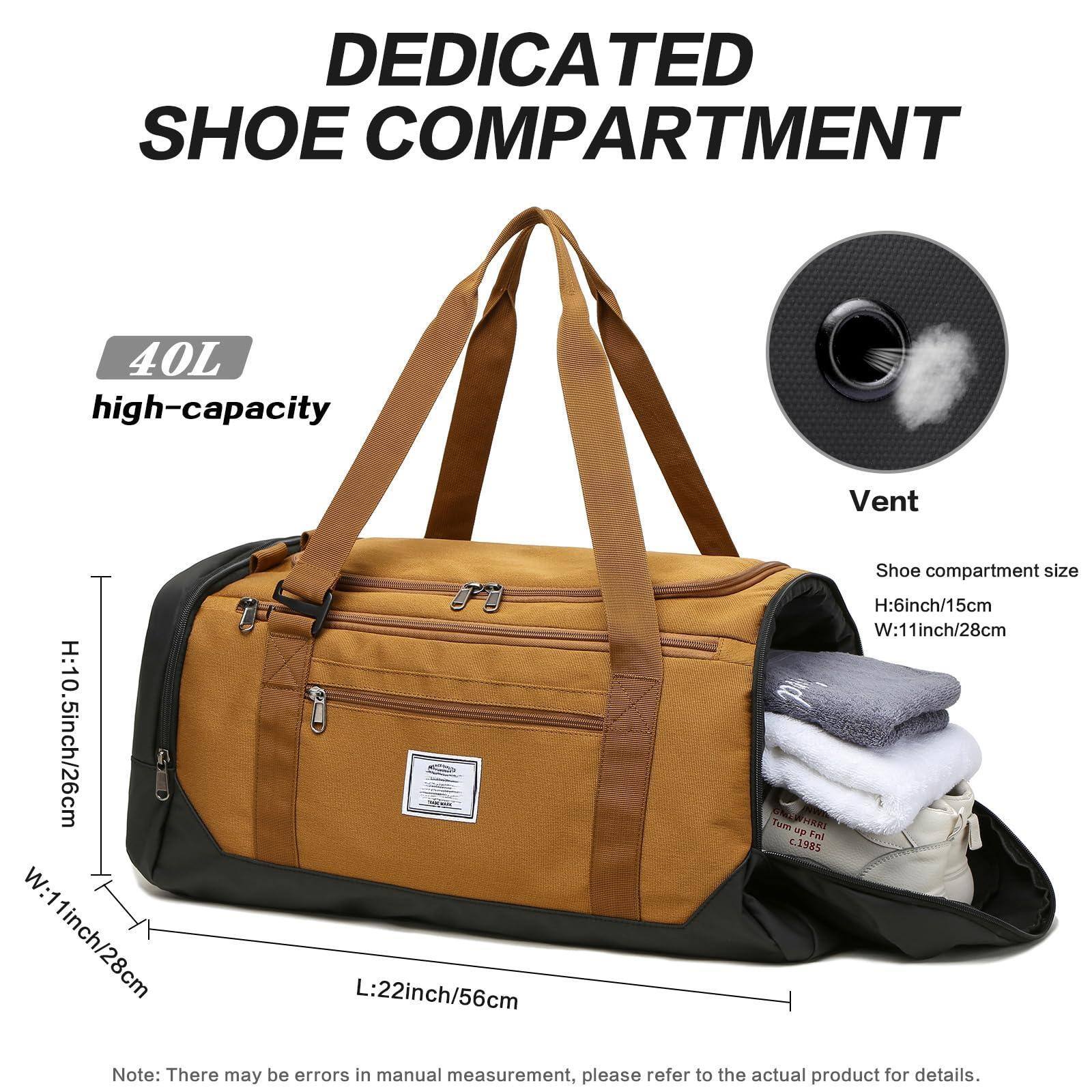 Alt View 2. Stamp n Camp - Travel Duffle Bag For Men 40l Medium Sports Gym With Wet Pocket   Shoes Compartment Weekender Overnight Backpack - Grey-40 L.