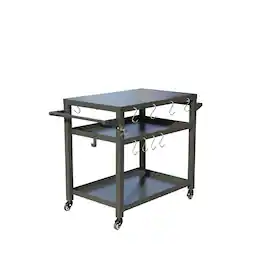 Mondawe - 3-Shelf Outdoor Grill Table with Wheels - Gray