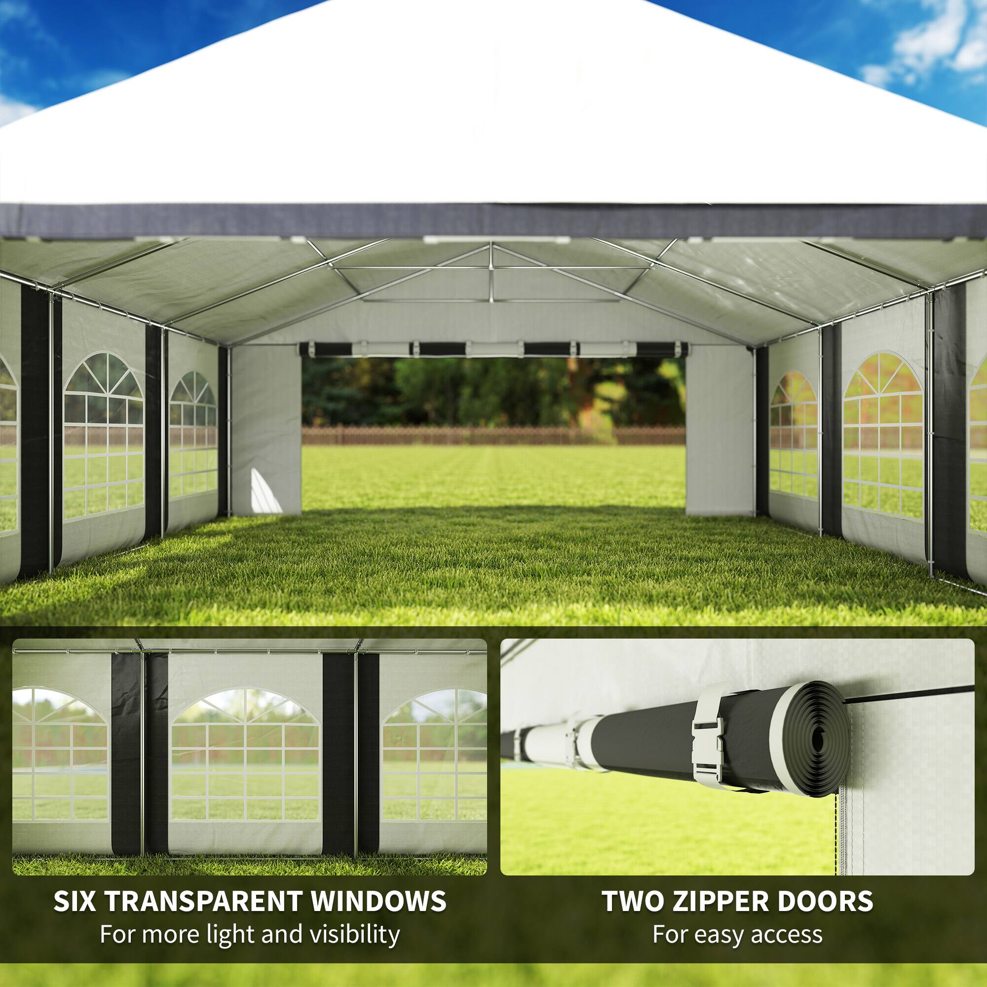 SIX TRANSPARENT WINDOWS For more light and visibility
TWO ZIPPER DOORS For easy access