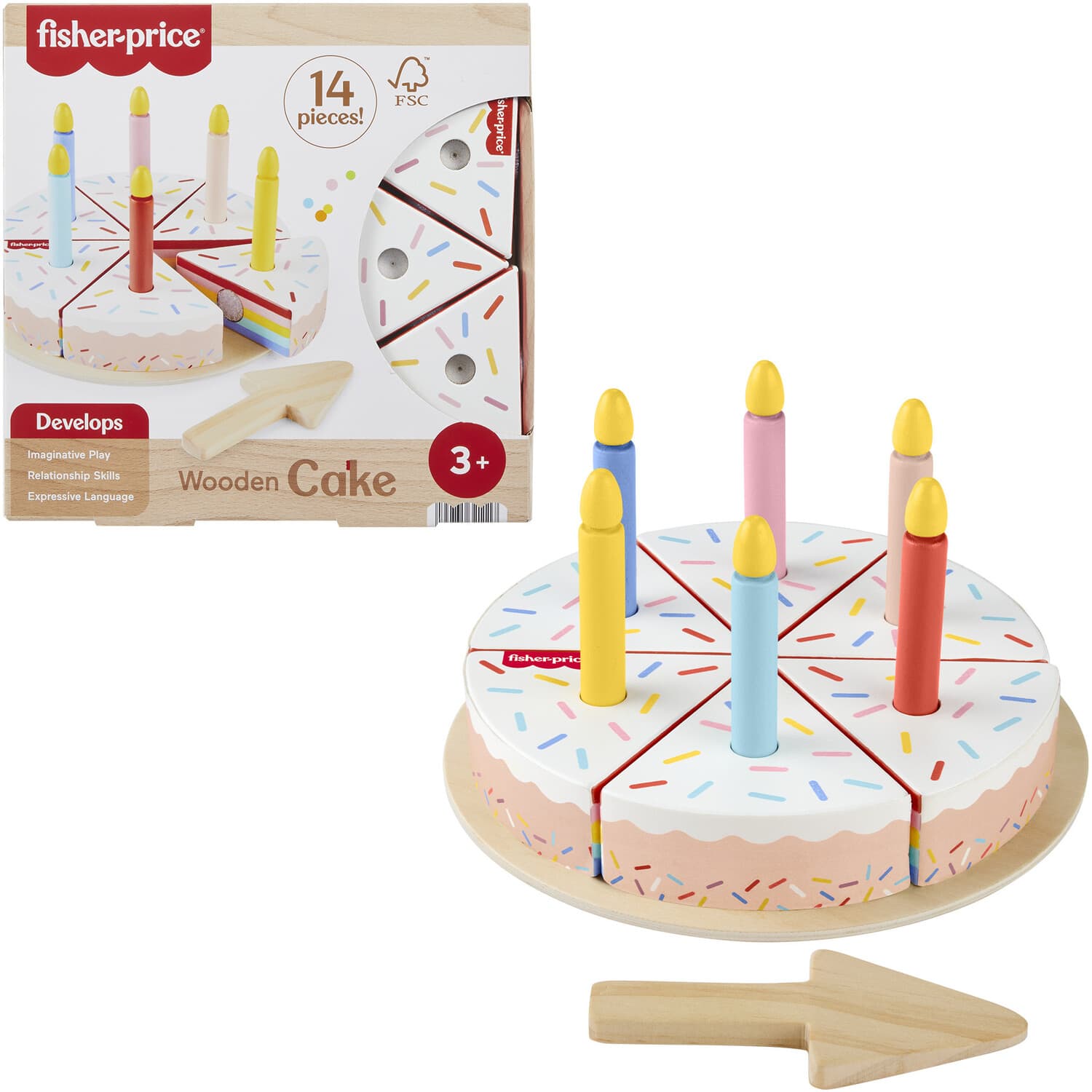 Fisher Price - Wooden Cake 14-Piece Set - COLLECTABLES - Multicolor