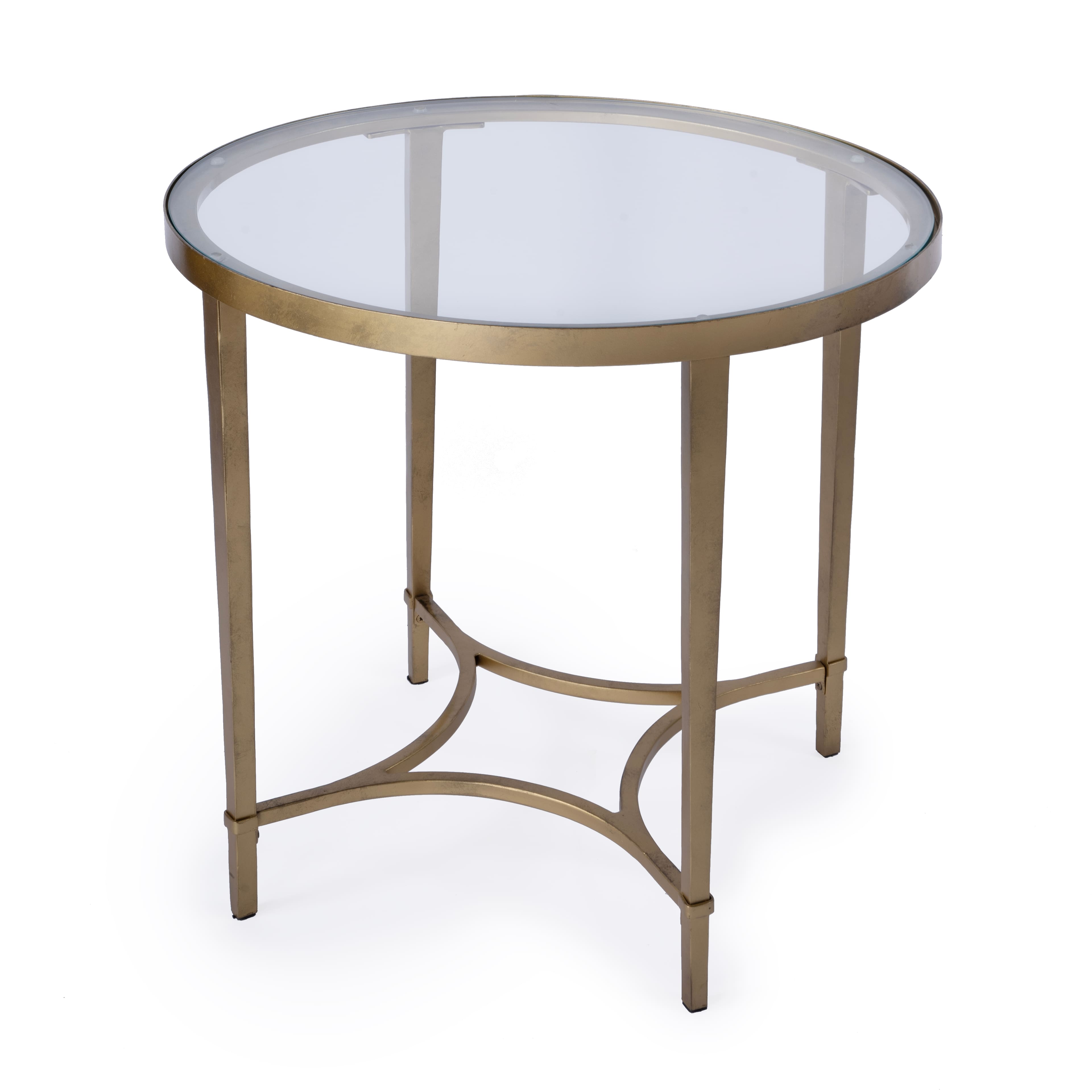 Butler Specialty - Monica 26 in. W Oval Glass and Metal End Table - Gold