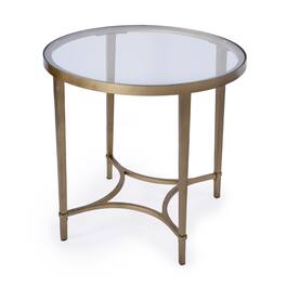 Butler Specialty - Monica 26 in. W Oval Glass and Metal End Table - Gold
