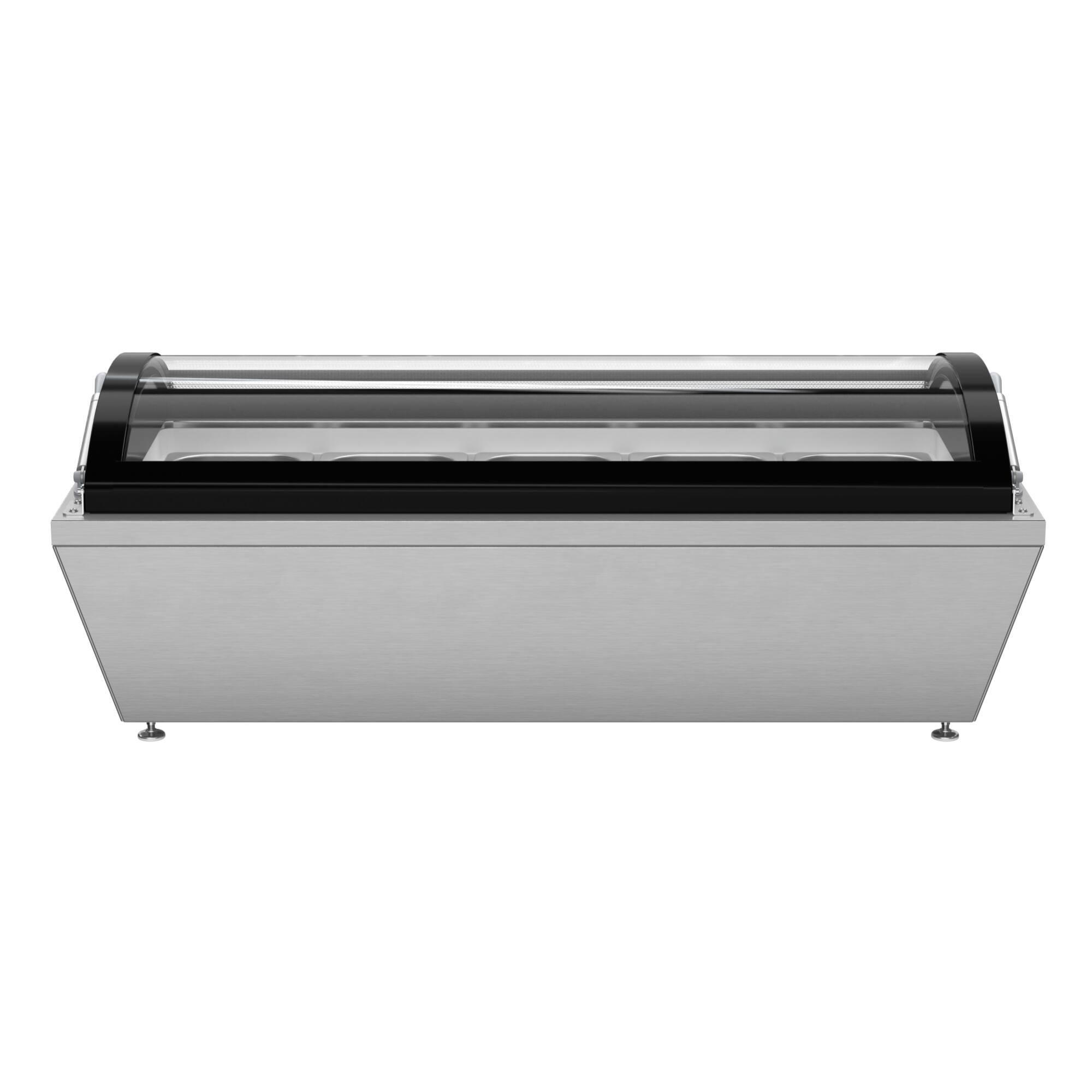 Alt View 8. Koolmore - 39 in. 5-Pan Countertop Ice Cream Display Freezer with Curved Glass Top in Stainless-Steel (KM-CGDR-5P) - Stainless-Steel and Black.