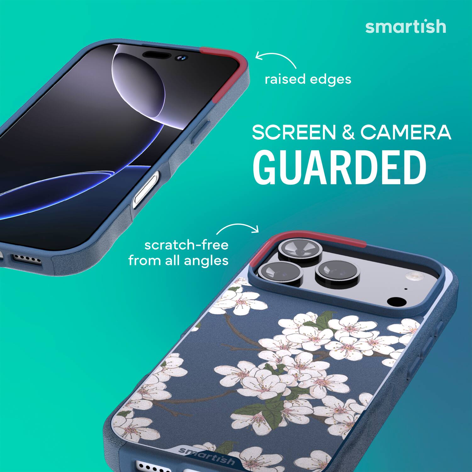 smartish raised edges SCREEN & CAMERA GUARDED scratch-free from all angles