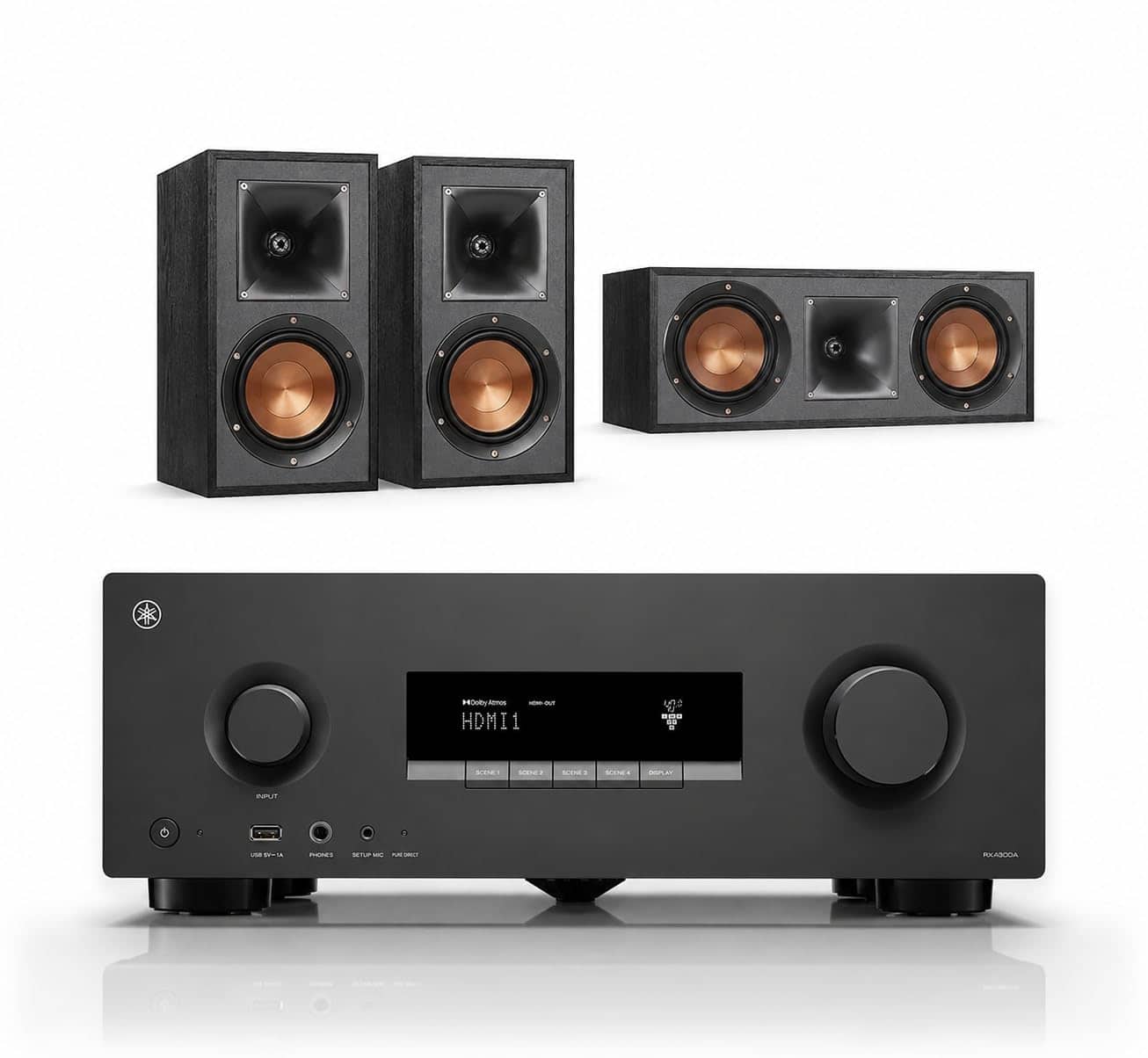 Yamaha - RX300A 5.2 AV Receiver with Klipsch Speaker Bundle - Black