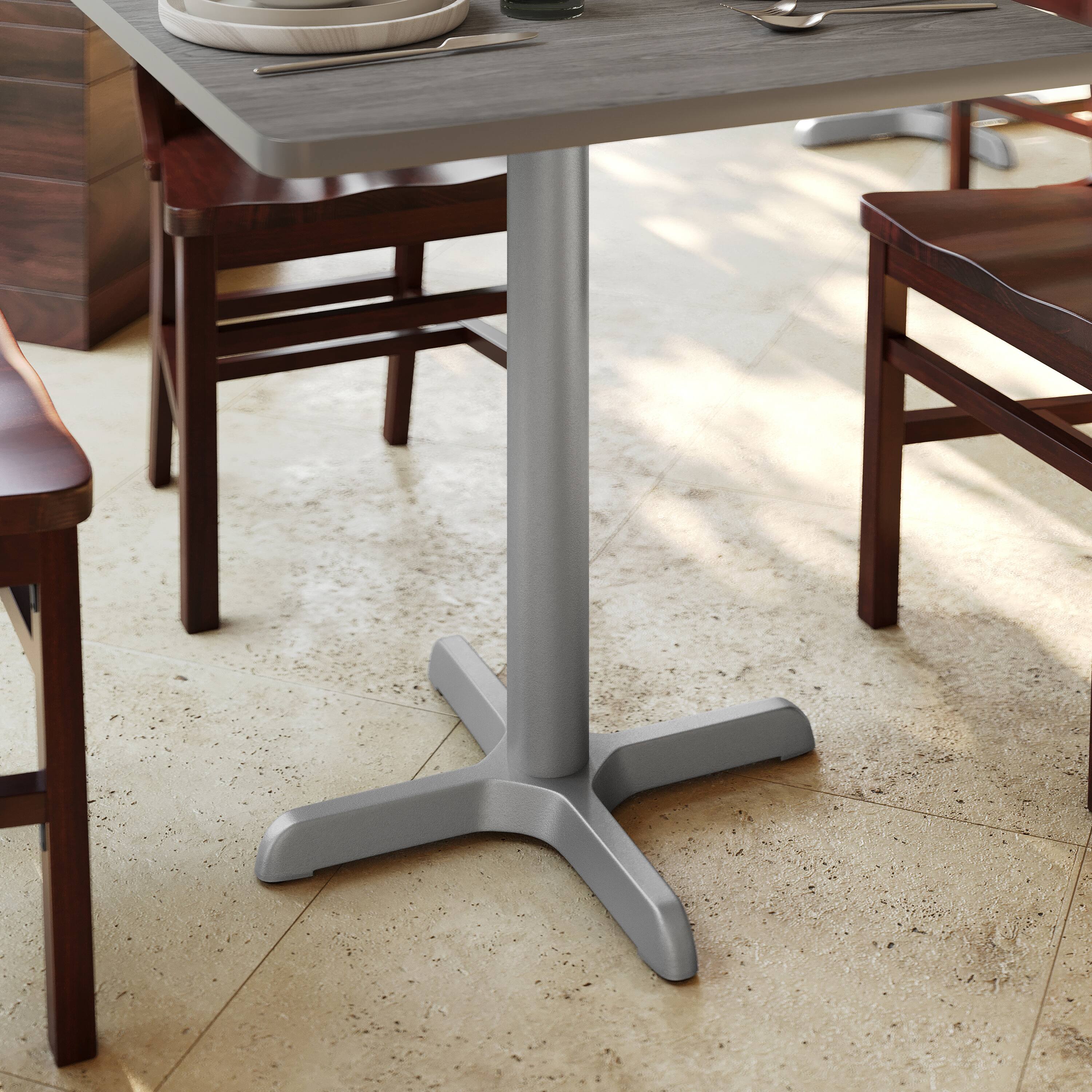 Alt View 1. Flash Furniture - Beverly 22'' x 22'' Restaurant Indoor/Outdoor Table X-Base with 3'' Dia. Table Height Column, Silver - Gray.