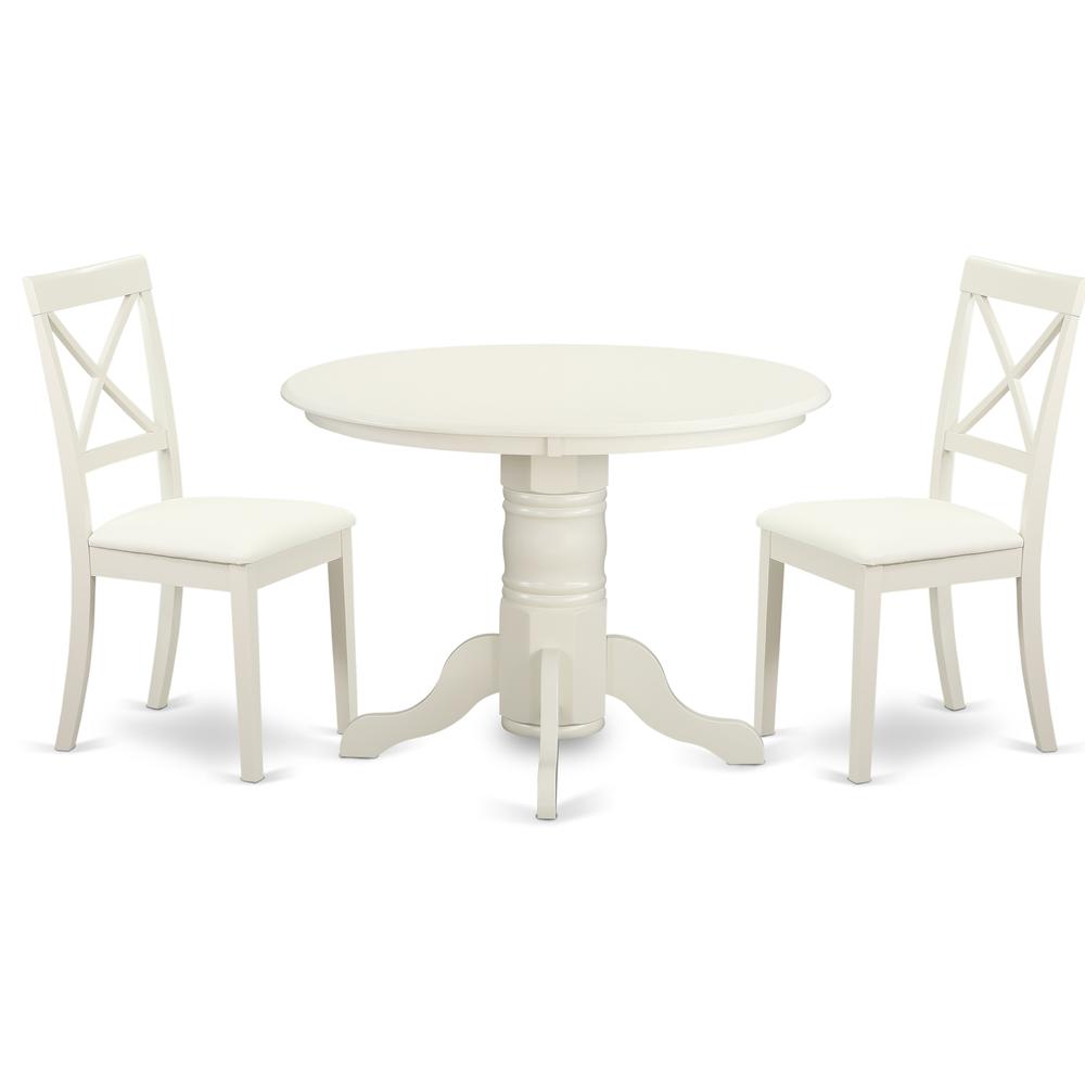 Back. East West Furniture - Dining Room Set Linen White - Brown.