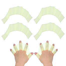 Unique Bargains - Silicone Swimming Gloves, Webbed Gloves Half-Finger Frog Type Water Resistance Swim Fins, 8"x6" 2 Pair - Green
