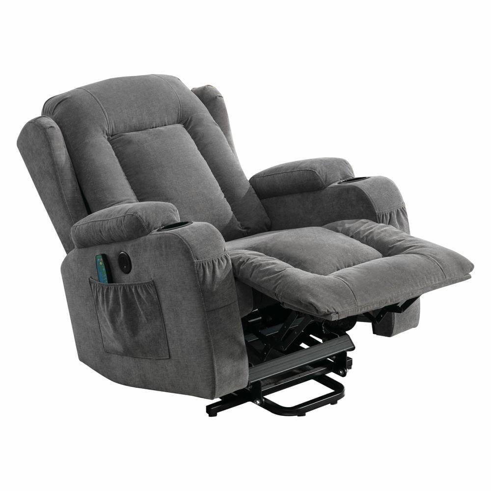 Alt View 8. Kadyn - Power Lift Recliner Chair, 8-Point Massage & Heat, 150° Recline, USB Port, Gray - Gray.