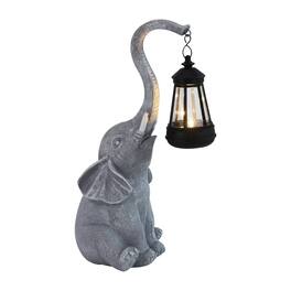 Techko - Sunny the Elephant Outdoor Solar Garden Statue with Integrated LED Lantern