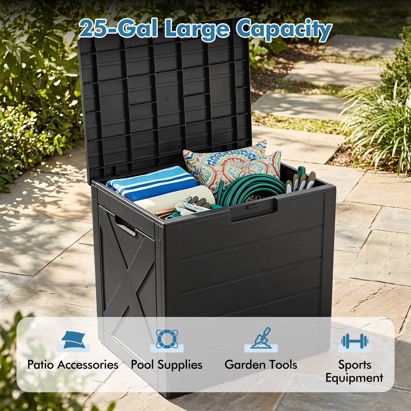 25-Gal Large Capacity

Patio Accessories Pool Supplies Garden Tools Sports Equipment