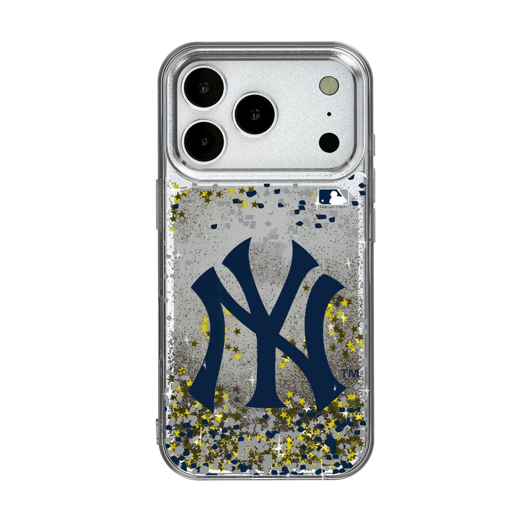 Front. Keyscaper - New York Yankees Glitter Confetti iPhone Case - 13 - Multicolor.